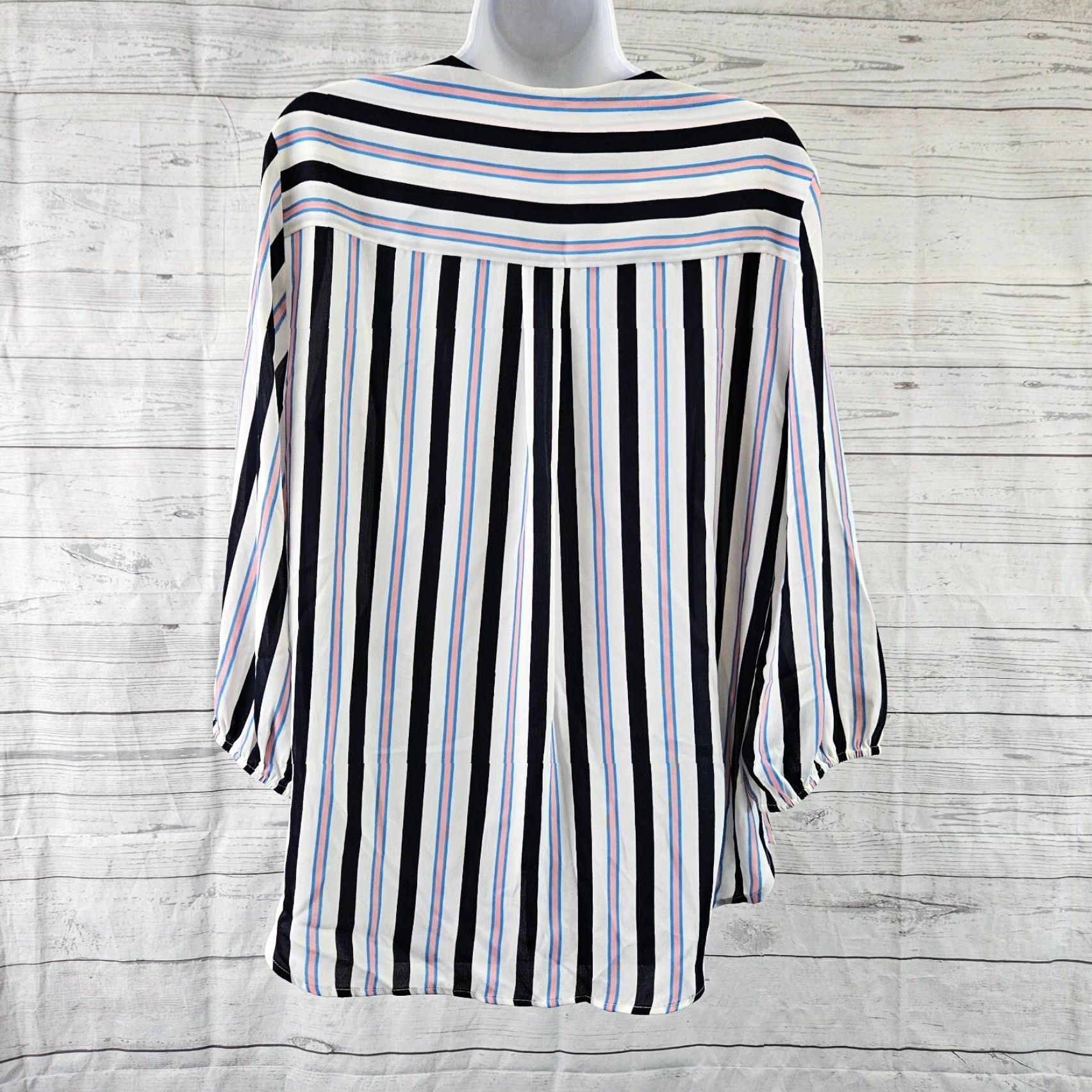 Pinko Pleione Womens Top XL Pink White Stripe 3/4 Sleeve Multicolor Size XL / US 12-14 / IT 48-50 - 4 Thumbnail