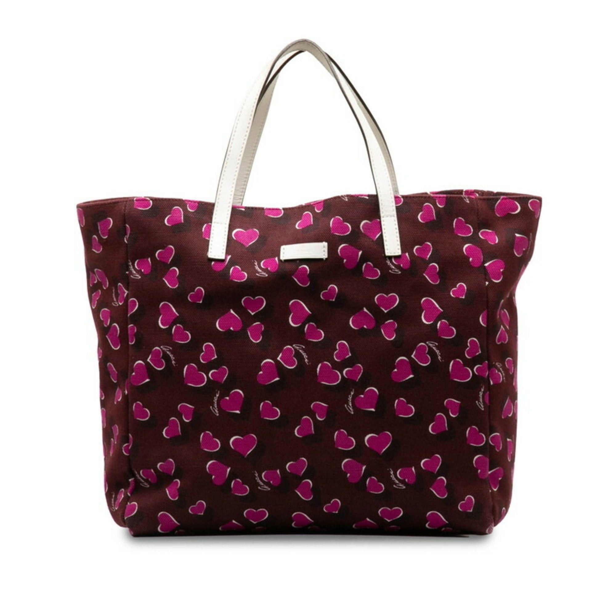image of Gucci Heart Pattern Tote Bag Handbag 282439 Multicolor Canvas Leather Ladies in Black, Women's
