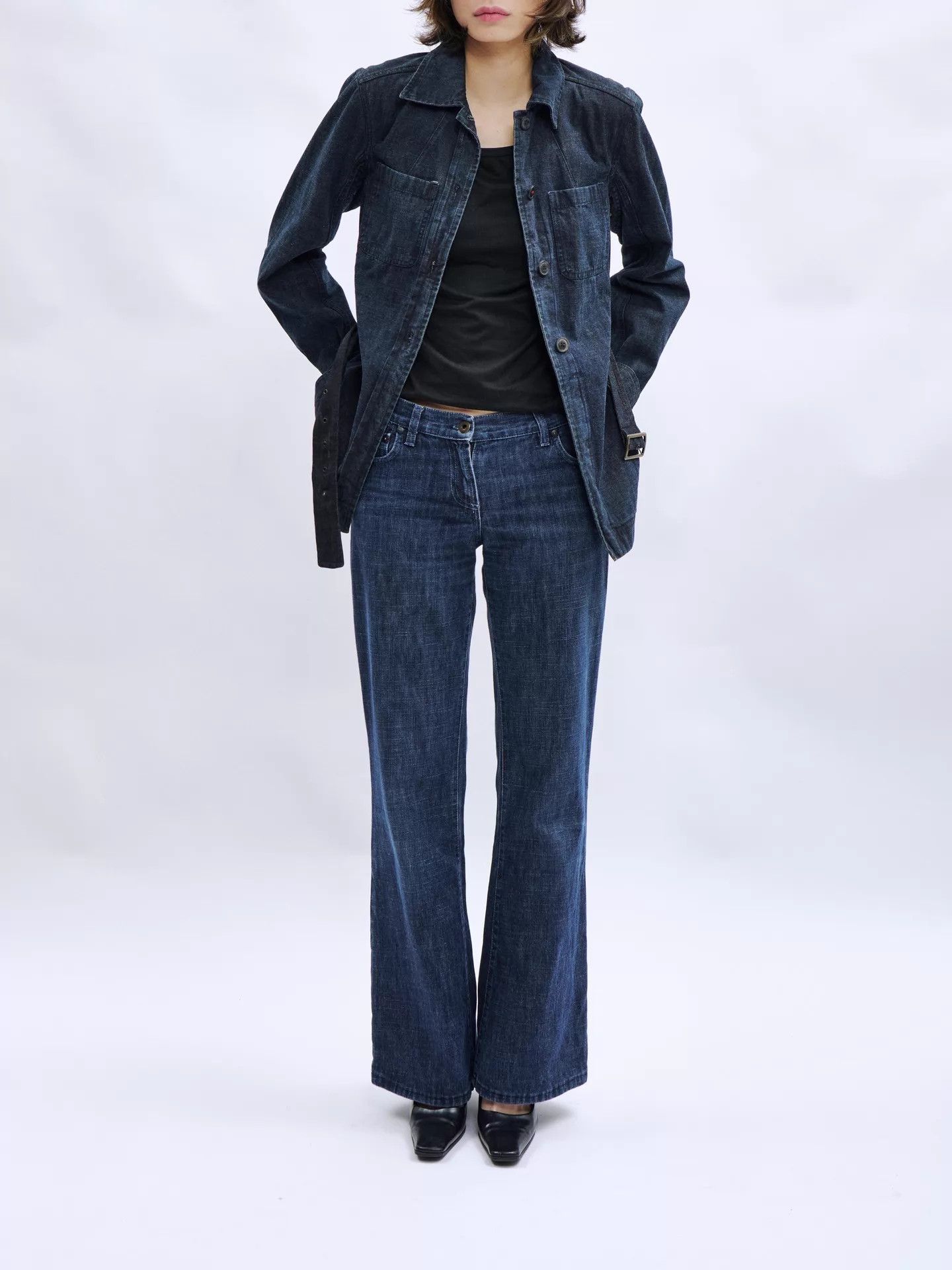 Prada PRADA 00s Linea Rossa Belted Denim Jacket Size M / US 6-8 / IT 42-44 - 2 Thumbnail