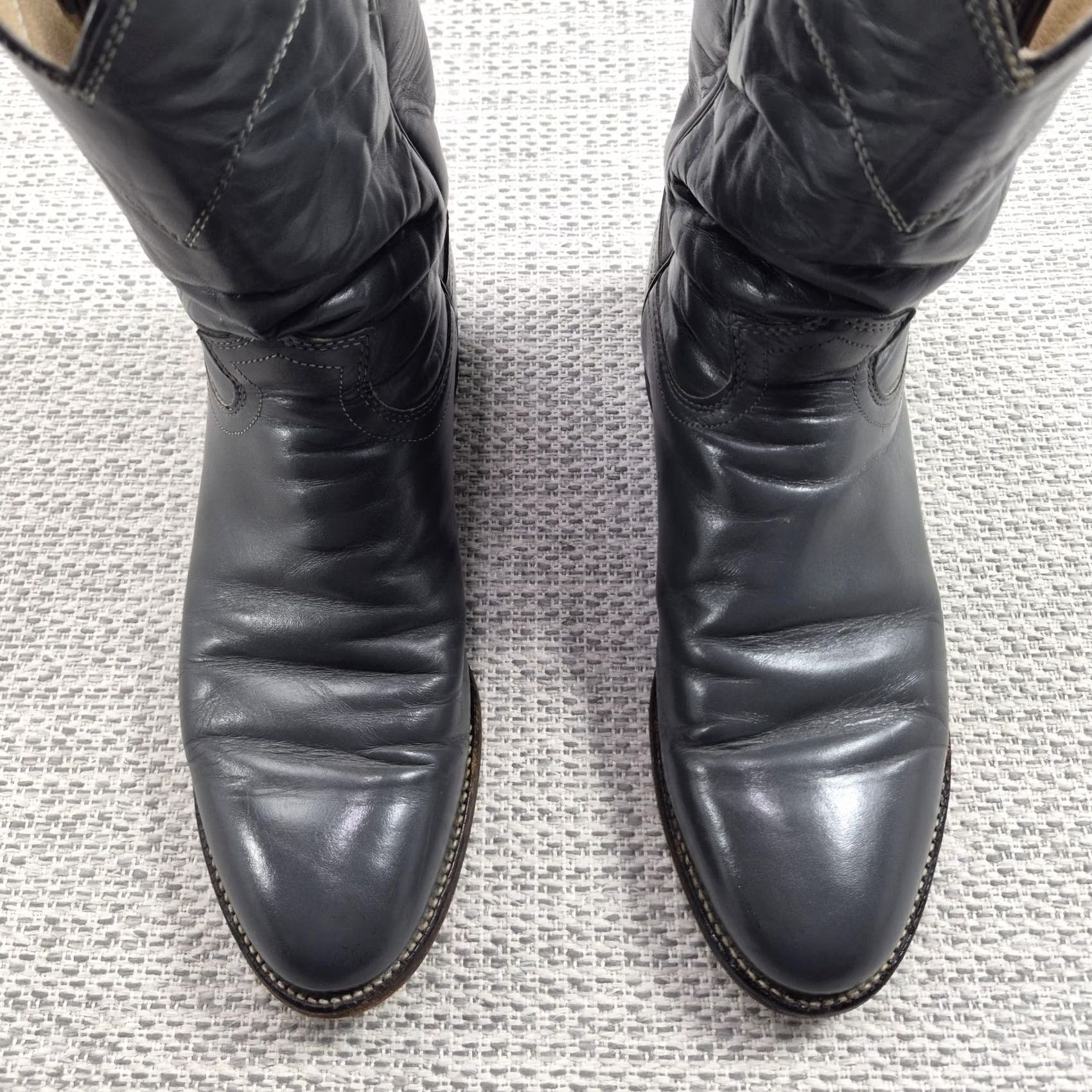 Justin Boots Justin Boots Mens Boot Western Round Toe 3025 Gray Leather Mid-Calf D Size 10 Boss Size US 10 / EU 43 - 3 Thumbnail