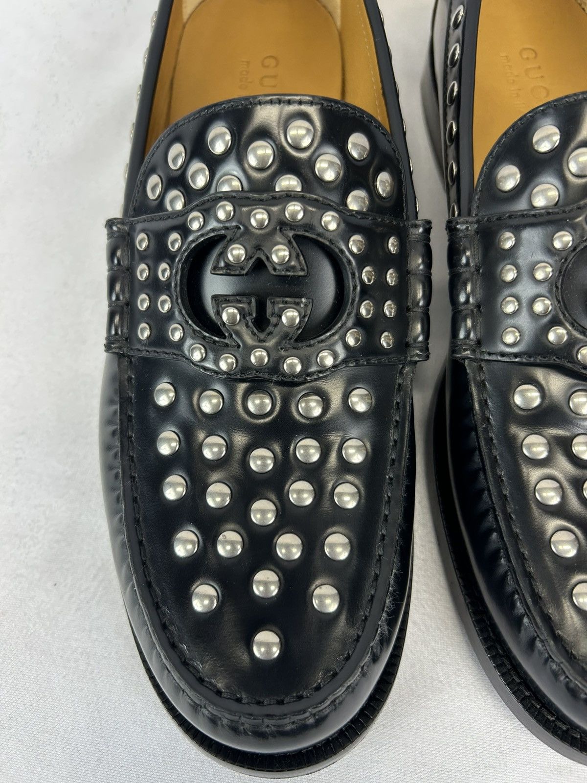 Gucci GUCCI Studded Interlocking G Leather Loafers Size US 10.5 / EU 43-44 - 5 Thumbnail