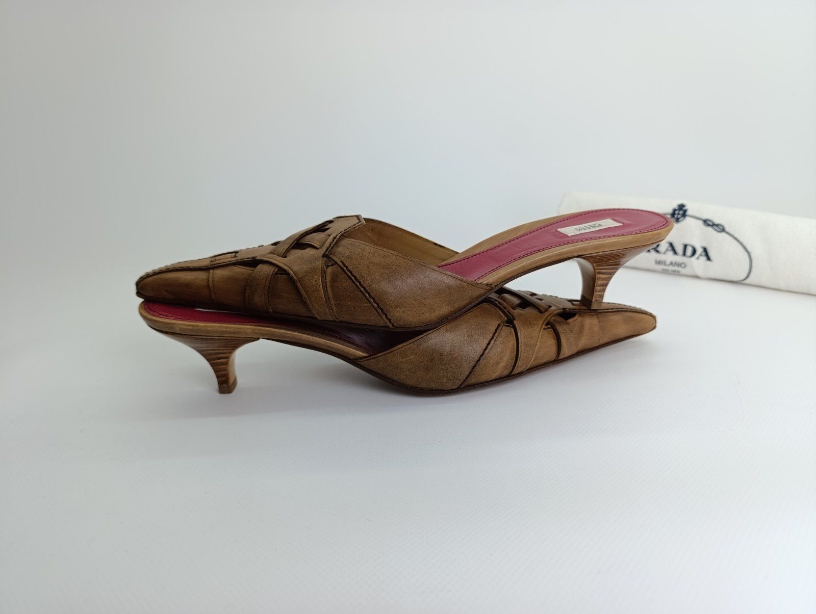 Prada 00s PRADA WHIMSICAL BRAIDED LEATHER POINTY MULES HEELS Size US 11 / IT 41 - 15 Thumbnail
