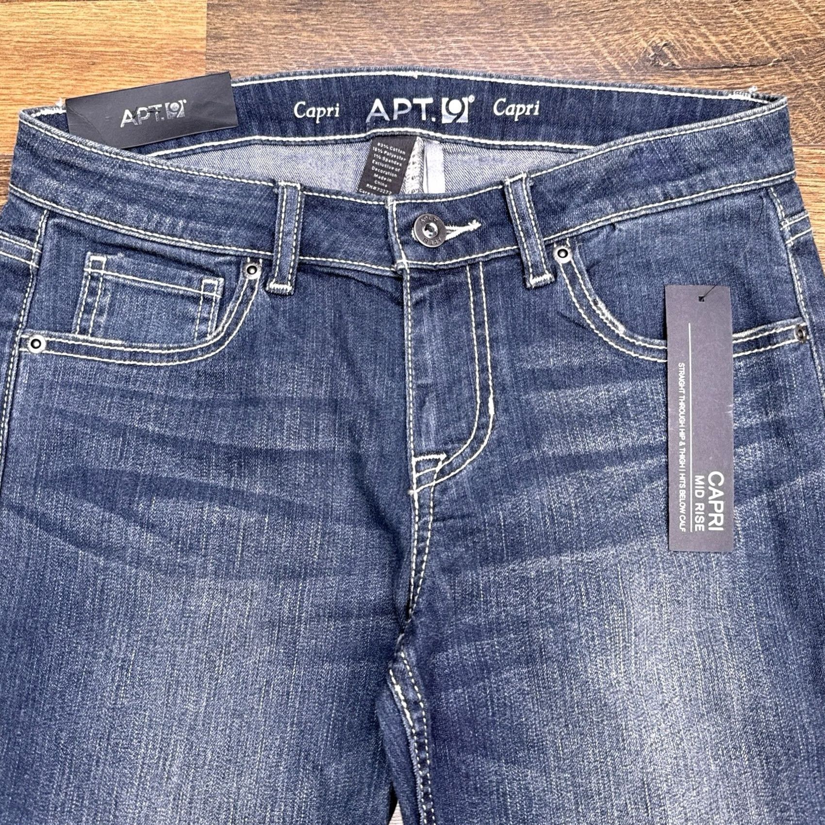 Apt. 9 Apt. 9 Jeans Capri Regular 2 28/Blue Denim Stretch City Solid Medium 23in Inseam Womens Modern Fit Size 26" / US 2 / IT 38 - 2 Thumbnail