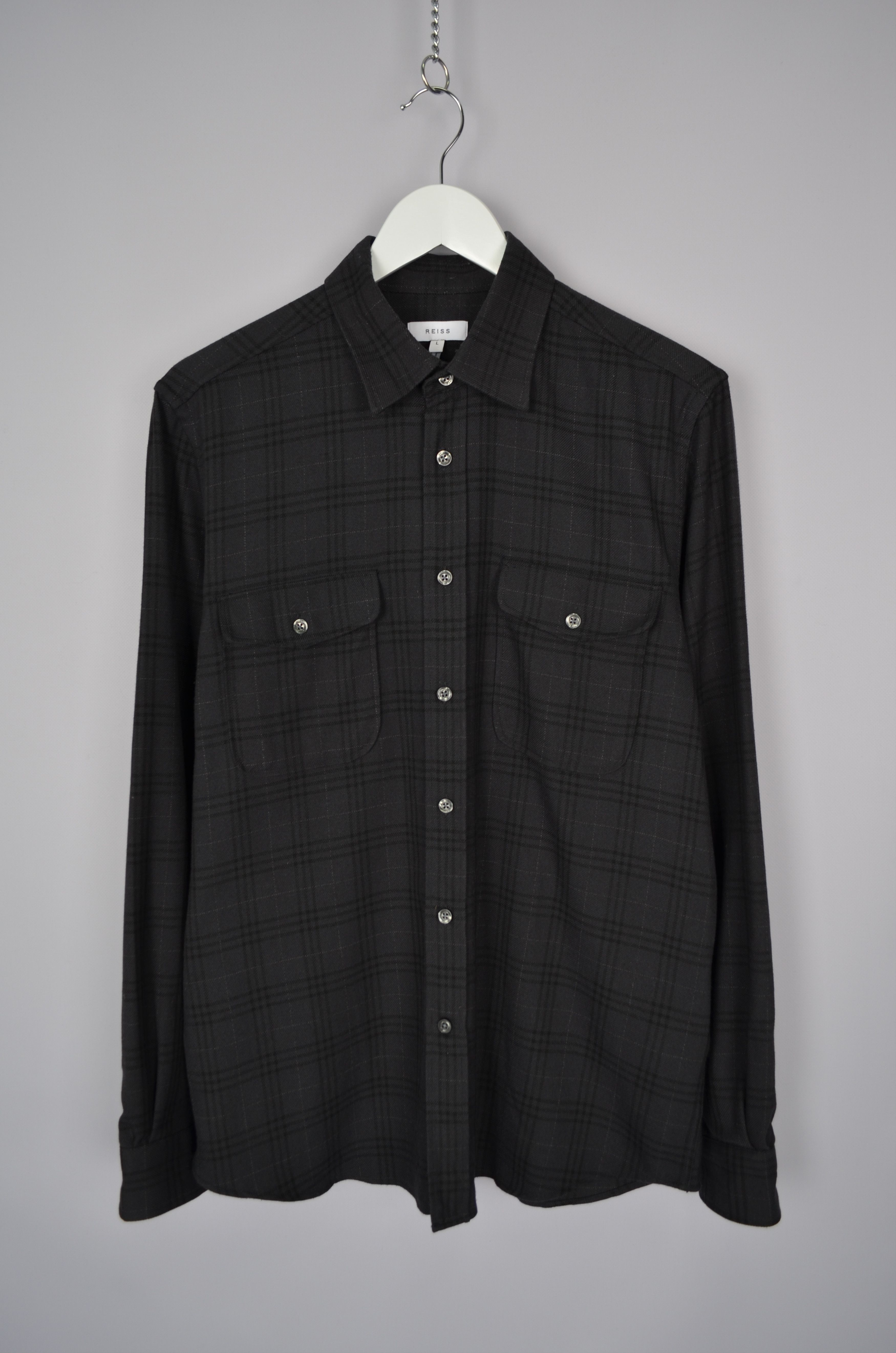 Designer × Reiss Reiss Talon Charcoal Grey Twin Pocket Overshirt Size L Size US L / EU 52-54 / 3 - 6 Thumbnail