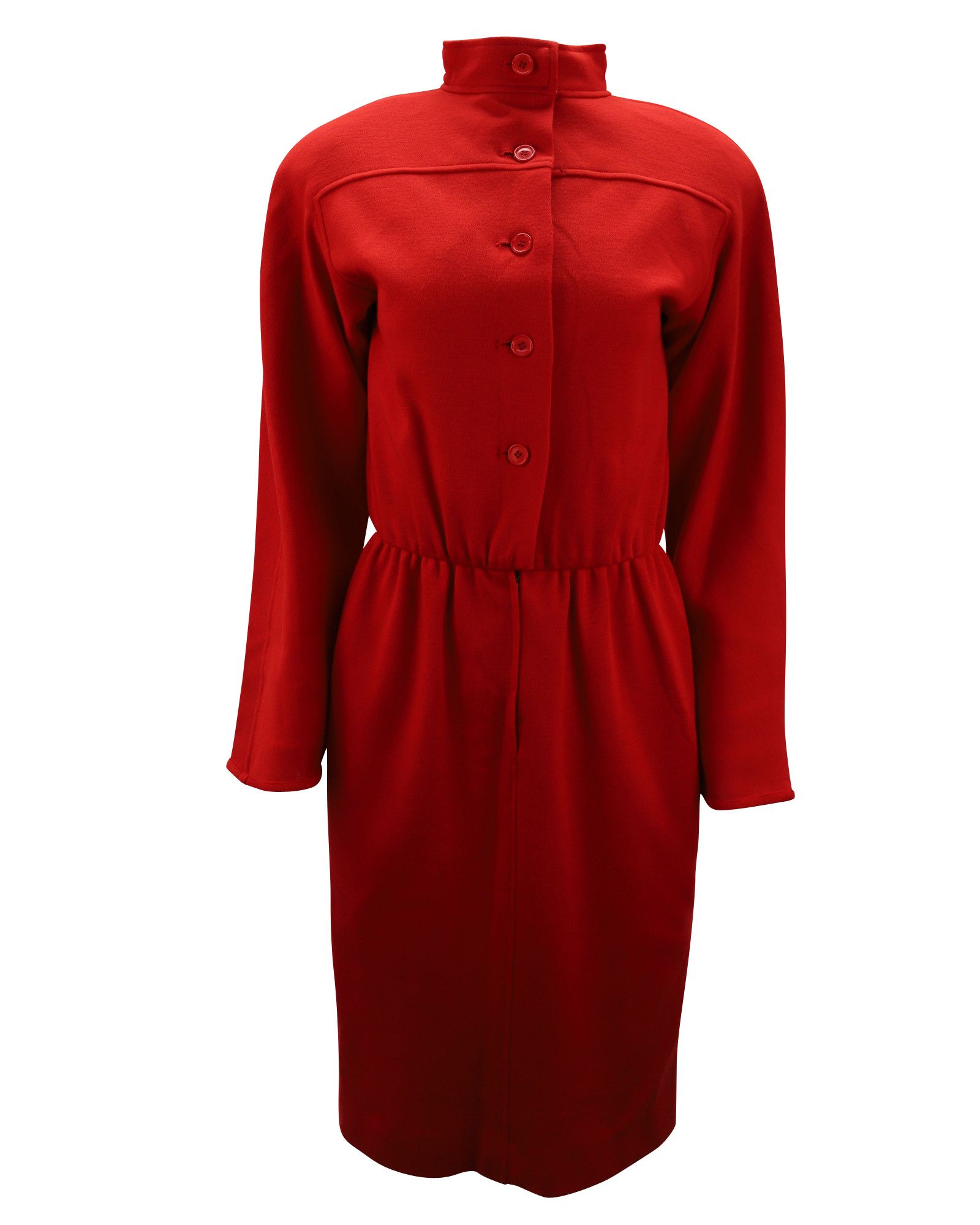 Oscar De La Renta Oscar De La Renta Long Sleeve Buttoned Midi Dress in Red Woo Size XS / US 0-2 / IT 36-38 - 1 Thumbnail