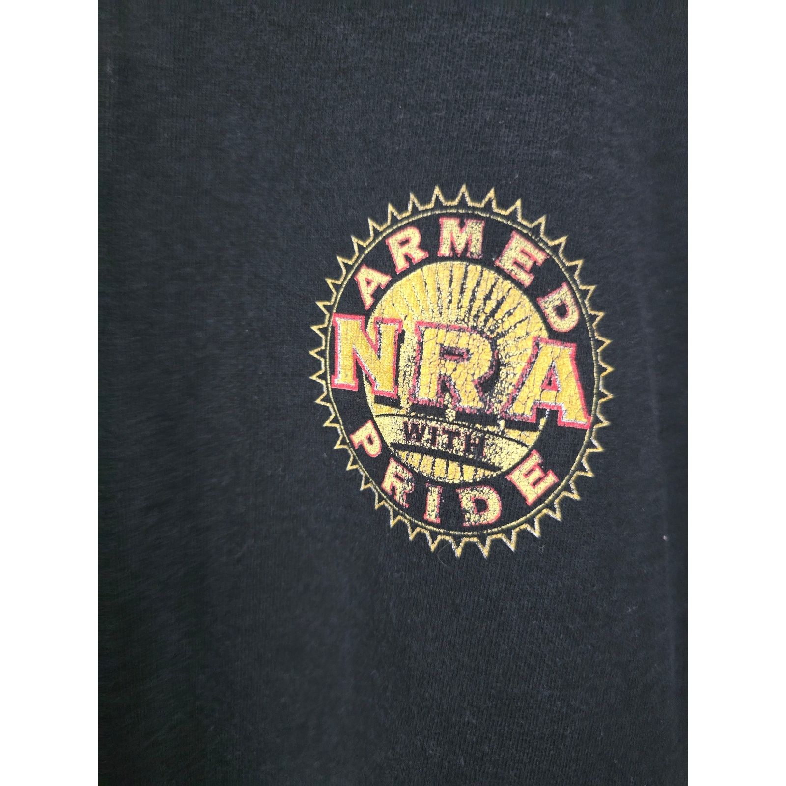 Fruit Of The Loom × Vintage Vintage NRA Shirt FOTL Arm Pride Faded L Black Graphic Tee Size US L / EU 52-54 / 3 - 2 Thumbnail