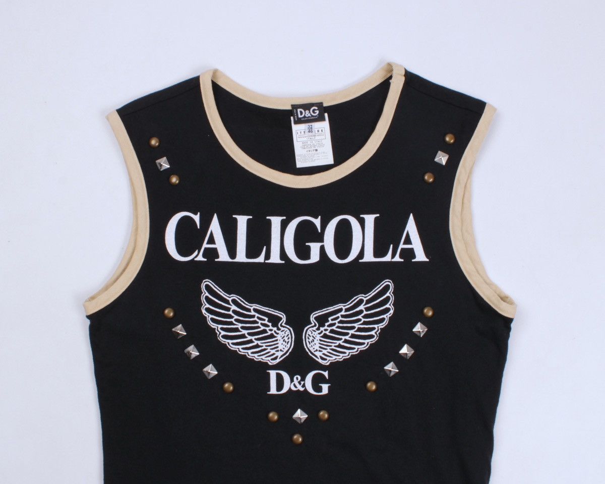 Designer × Dolce & Gabbana × Vintage DOLCE GABBANA Vintage Caligola Studded Rhinestones Logo Tank Size M / US 6-8 / IT 42-44 - 8 Thumbnail