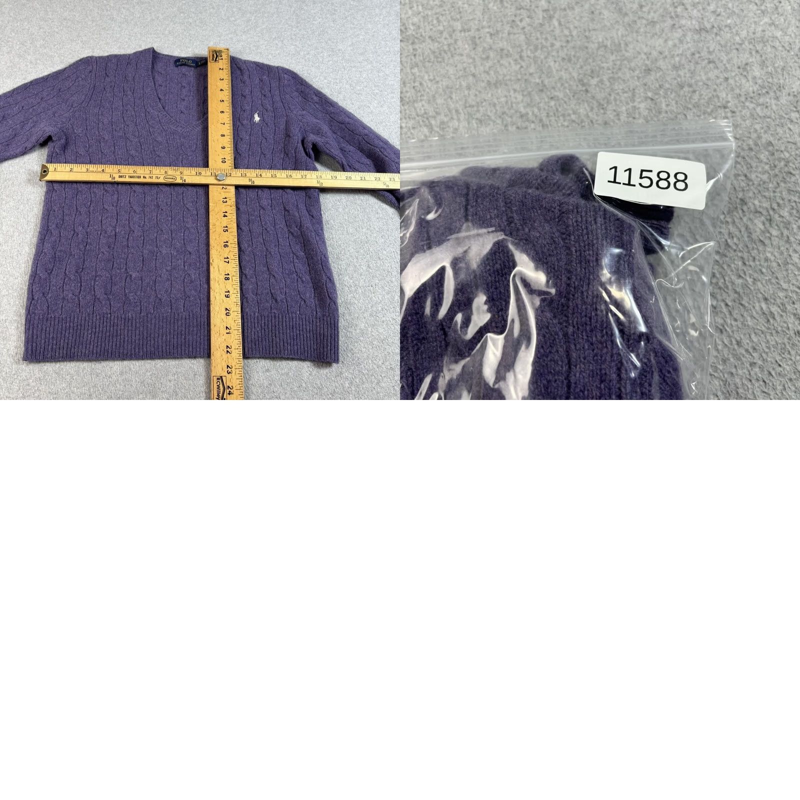 Polo Ralph Lauren Polo Ralph Lauren Sweater Woman Large Purple Wool Cashmere V-Neck Cable Knit Logo Pullover Winter Casual Size L / US 10 / IT 46 - 8 Thumbnail