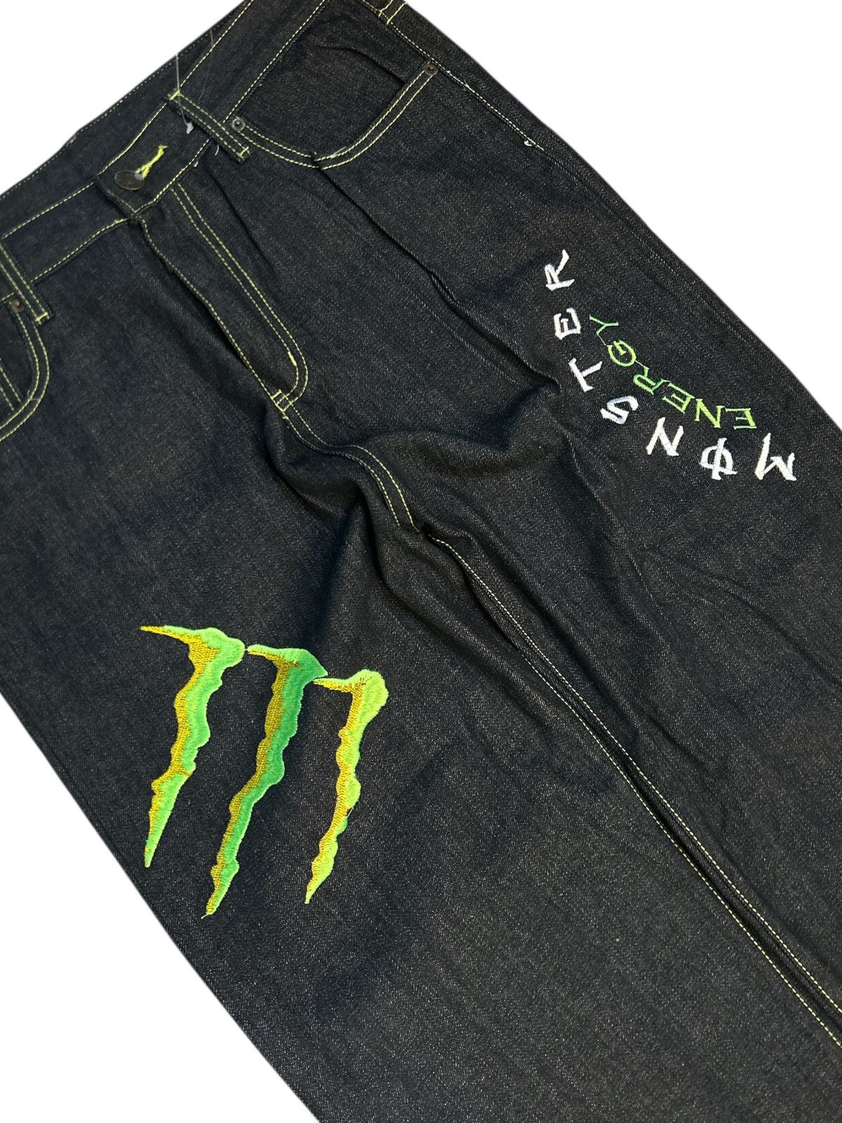 Vintage Vintage Y2K Monster Energy Drink Embroidered Dark Wash Denim Size US 38 / EU 54 - 2 Thumbnail