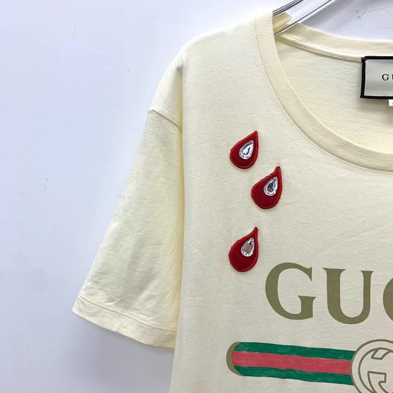 Gucci Gucci Beige logo letter print rhinestone decoration cotton Size US S / EU 44-46 / 1 - 3 Thumbnail