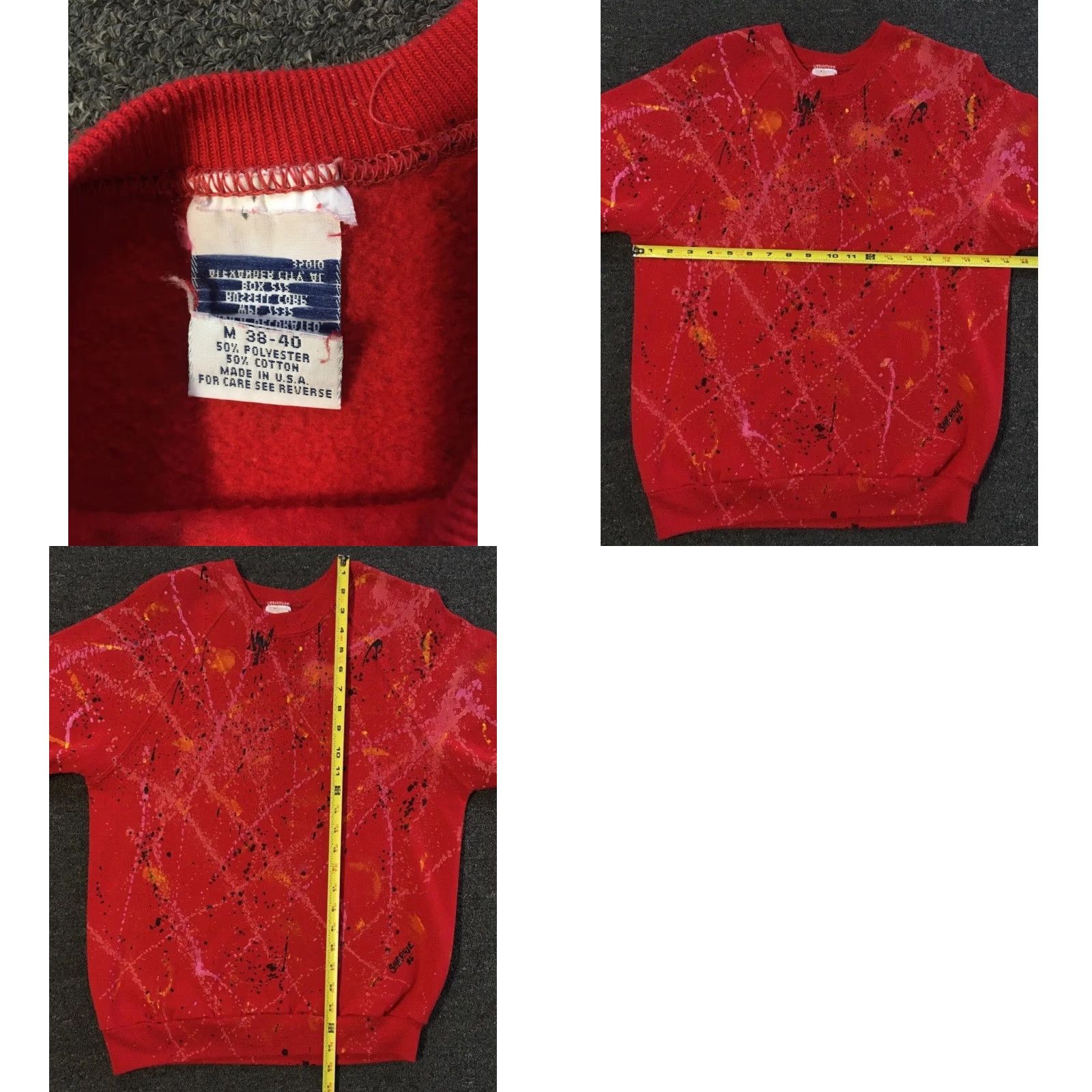Vintage Vaporwave Hoodie Men S Red Paint Splatter Vintage 80s Pullover All Over Print Grunge Surf Skate 90s USA USA Size US S / EU 44-46 / 1 - 8 Thumbnail
