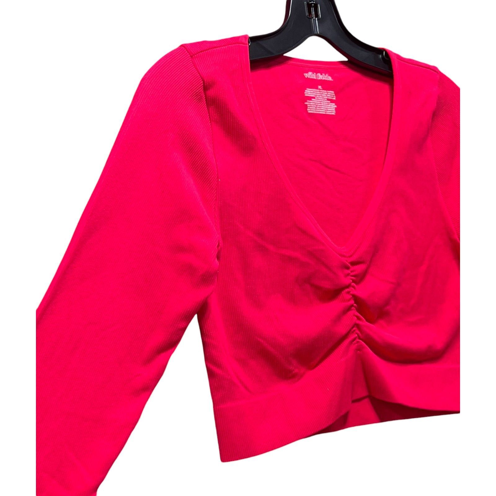 Other Wild Fable - Women's Long Sleeve V-Neck Front Cinch Crop Top Size XL / US 12-14 / IT 48-50 - 11 Thumbnail