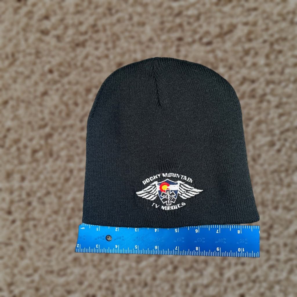 Vintage Rocky Mountain IV Medics Beanie Adult One Size Black Knit Embroidered Acrylic Size ONE SIZE - 1 Thumbnail