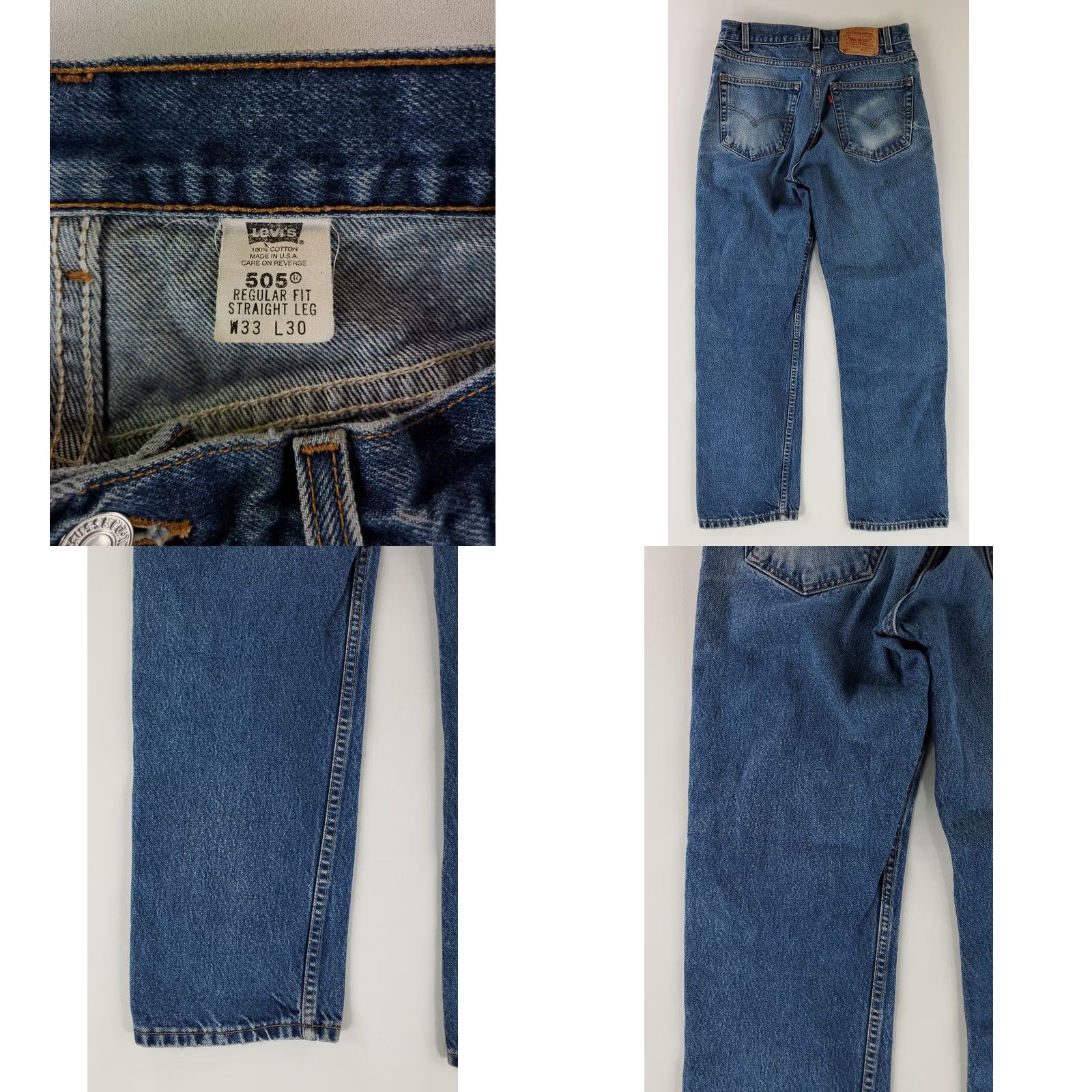 Levi's VINTAGE Levi's 505 Jeans VTG Y2K Made USA Whiskering Mens 31x29 Actual 31x30 Blue Straight Jeans Men Size US 31 - 8 Thumbnail