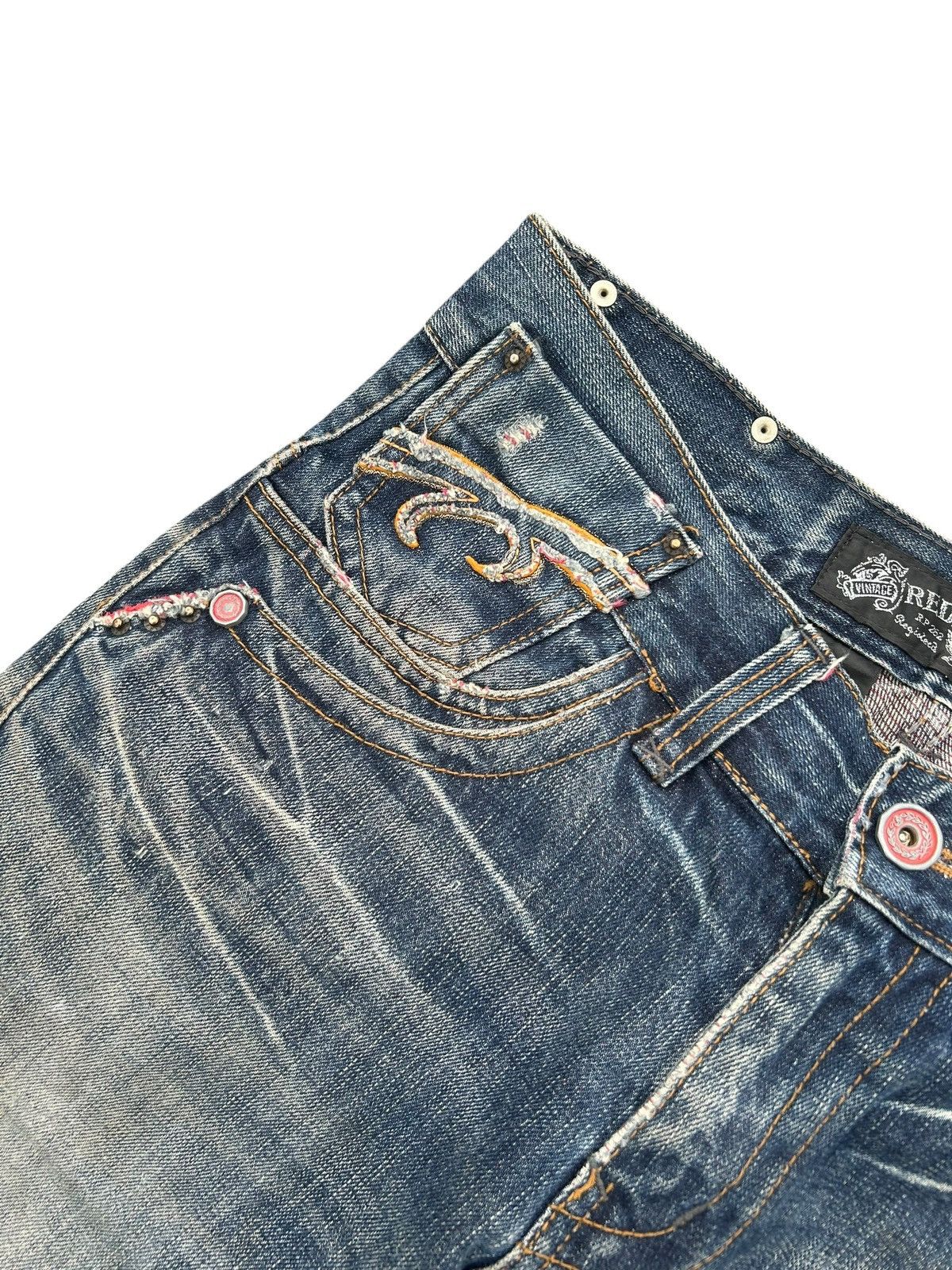 If Six Was Nine Flare Red Pepper Japanese Punk Bondage Distressed Denim Jean Size US 32 / EU 48 - 8 Thumbnail