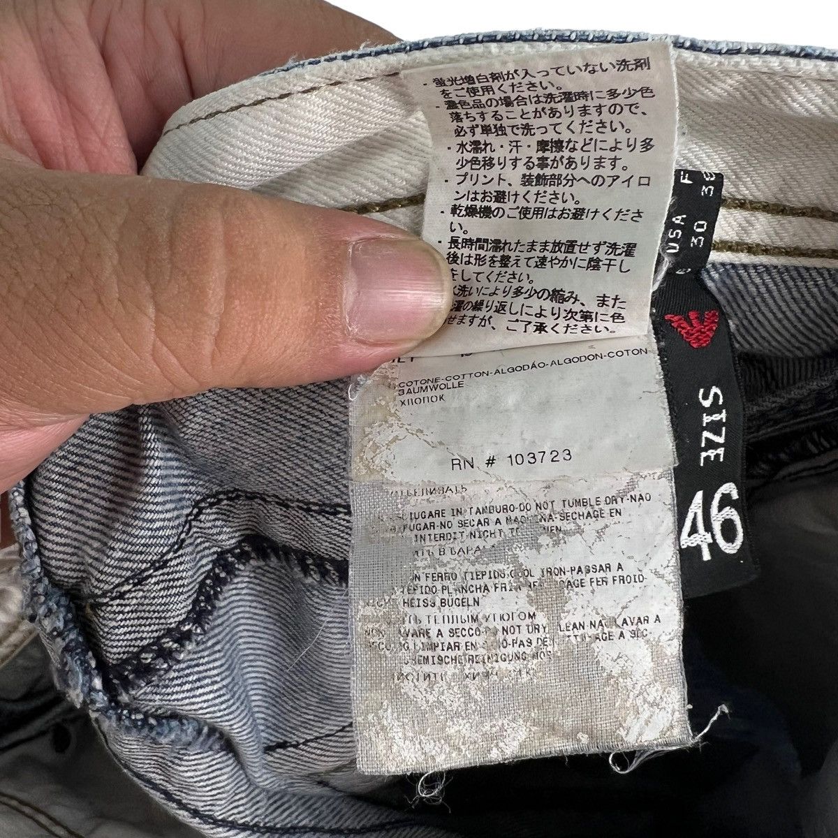 Emporio Armani 🔥VTG BIKER DENIM JEANS EMPORIO ARMANI JOSH COLLECTION Size US 38 / EU 54 - 13 Thumbnail