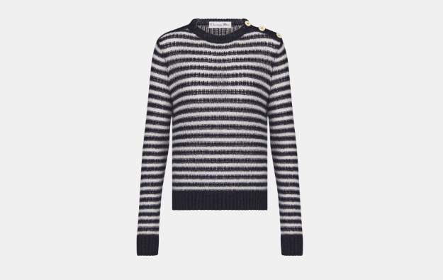 image of Dior O1Bcso1Str0524 Sweaters In White/navy Blue in Navy Blue White, Women's (Size Medium)