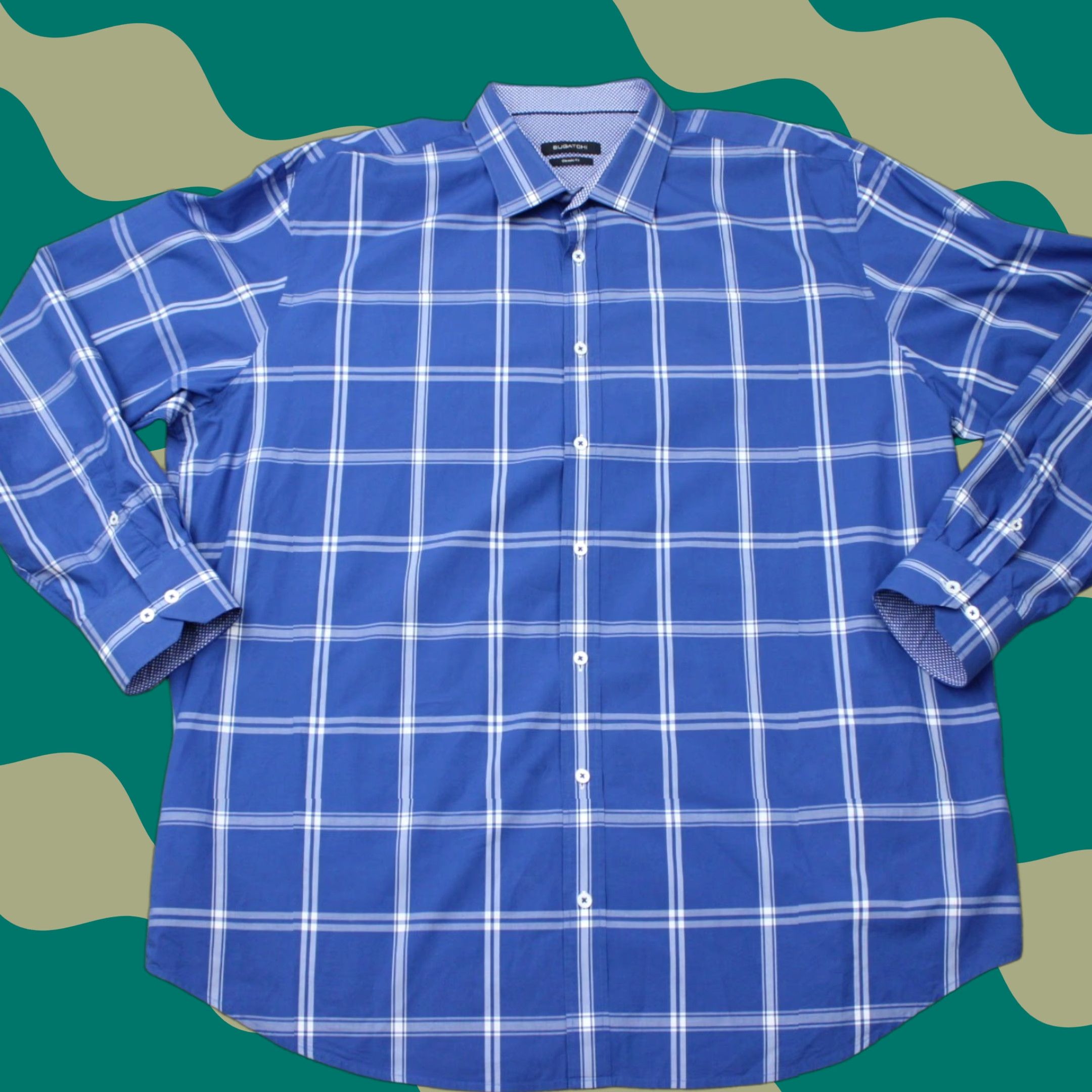 BUGATCHI Bugatchi Uomo Shirt Men 3XL Blue Classic Fit Button-Up Long Sleeve Cotton Shirt Size US XXL / EU 58 / 5 - 1 Thumbnail