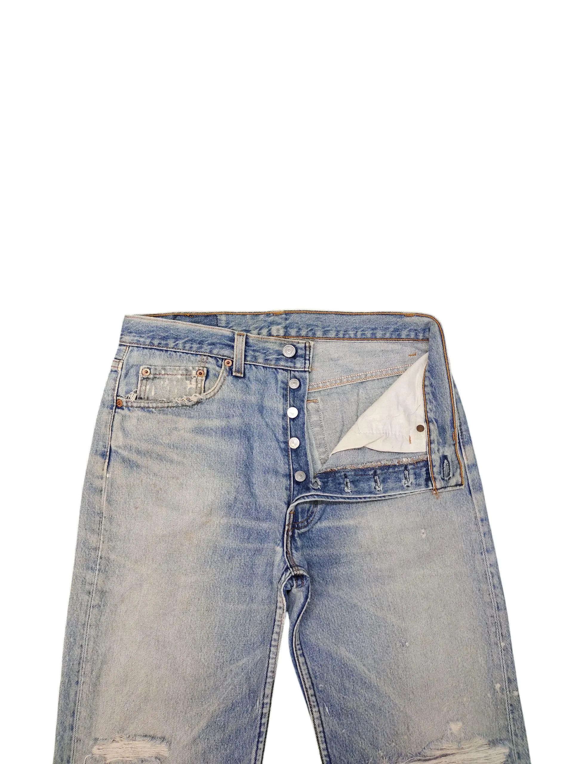 Levi's Vintage 90s Levis 501 Painted Distress Crash Denim Jeans Size US 31 - 2 Thumbnail