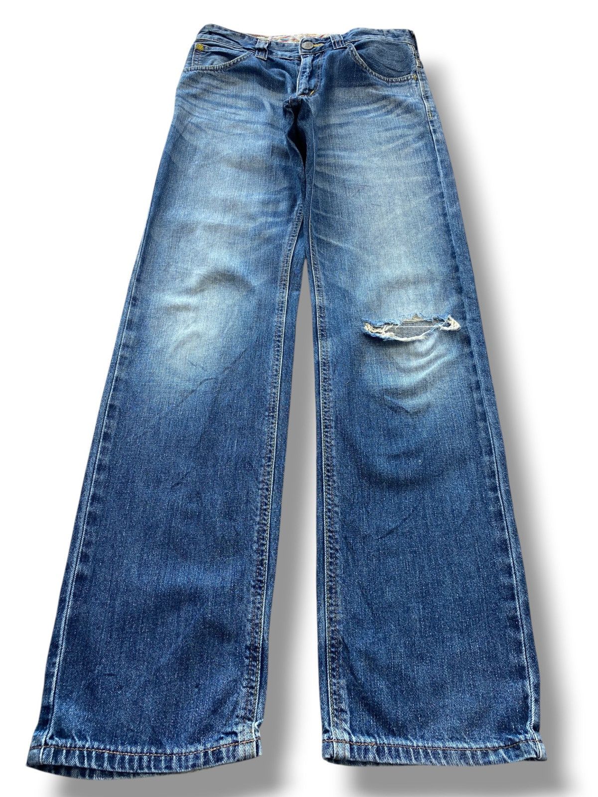 Edwin Edwin Vintage Blue Wash Ripped Style Straight Leg Jeans Size US 29 - 1 Thumbnail