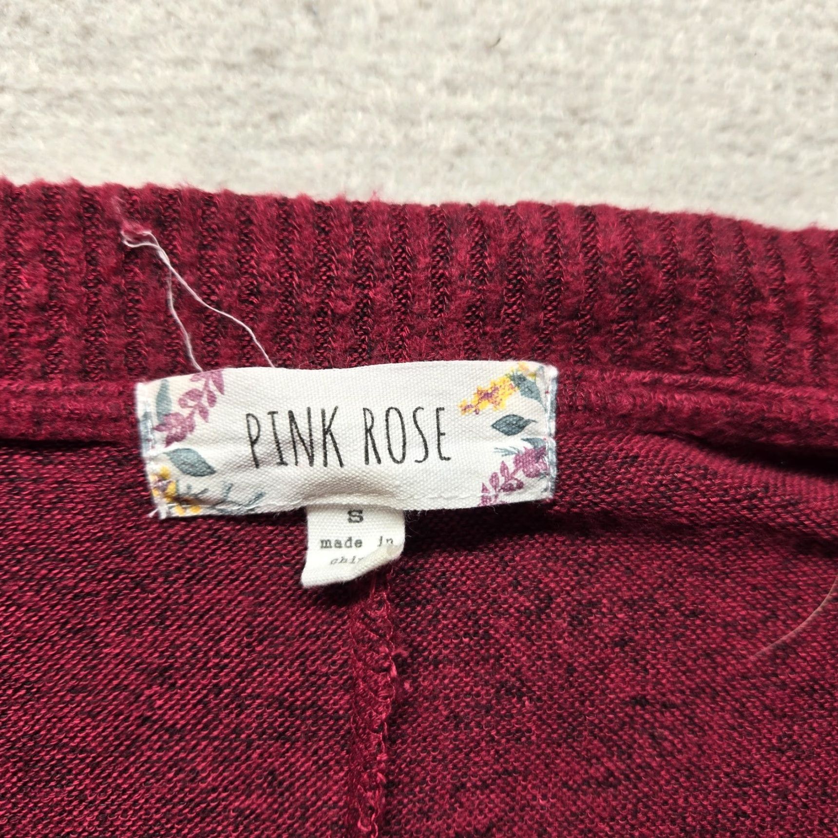 Vintage Pink Rose Sweater Shirt Womens Oversized Long Sleeve V-Neck Purple S Adult Small Size S / US 4 / IT 40 - 2 Thumbnail