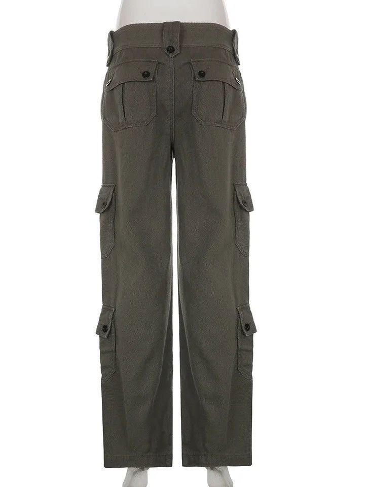 Vintage Denim Pants Women Pockets Stitching Straight Cargo Pants Size 30" / US 8 / IT 44 - 4 Thumbnail
