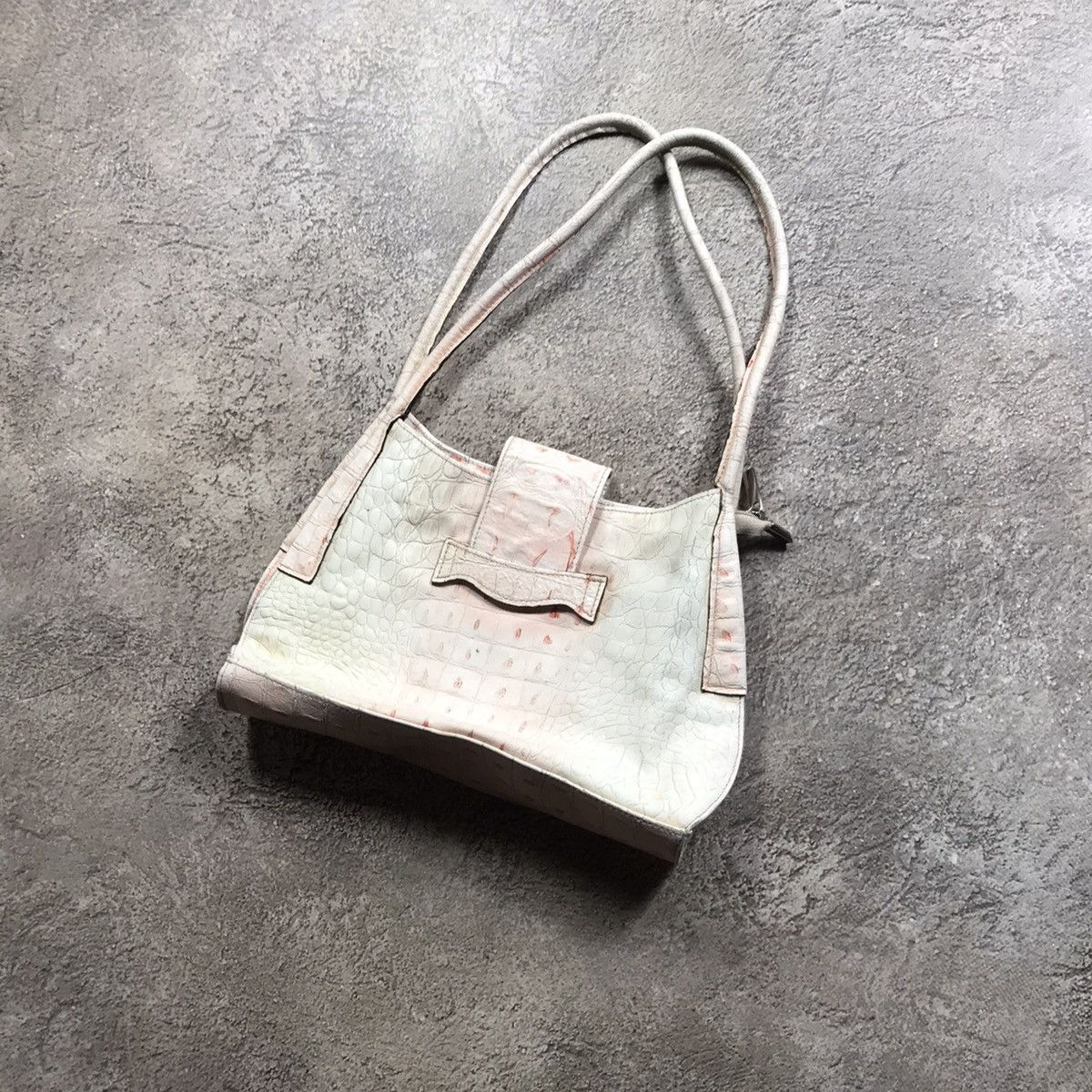 Vintage Vintage Y2K Leather Shoulder Bag Minimalist Cream Grunge OS Size ONE SIZE - 2 Thumbnail