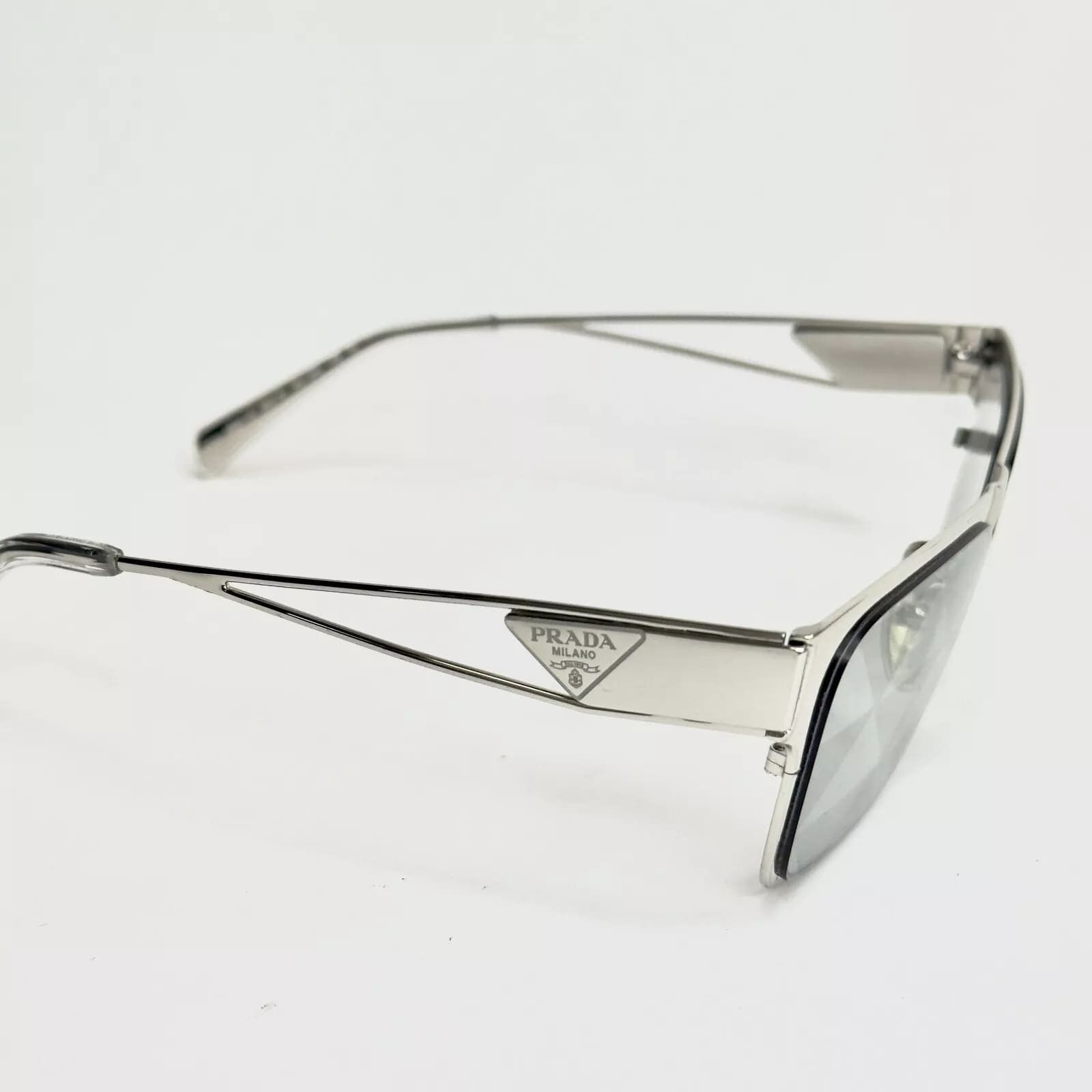 Prada PRADA TAMPO TRIANGLE Silver Mirrored PRA71Z 71Z Fashion Size ONE SIZE - 4 Thumbnail