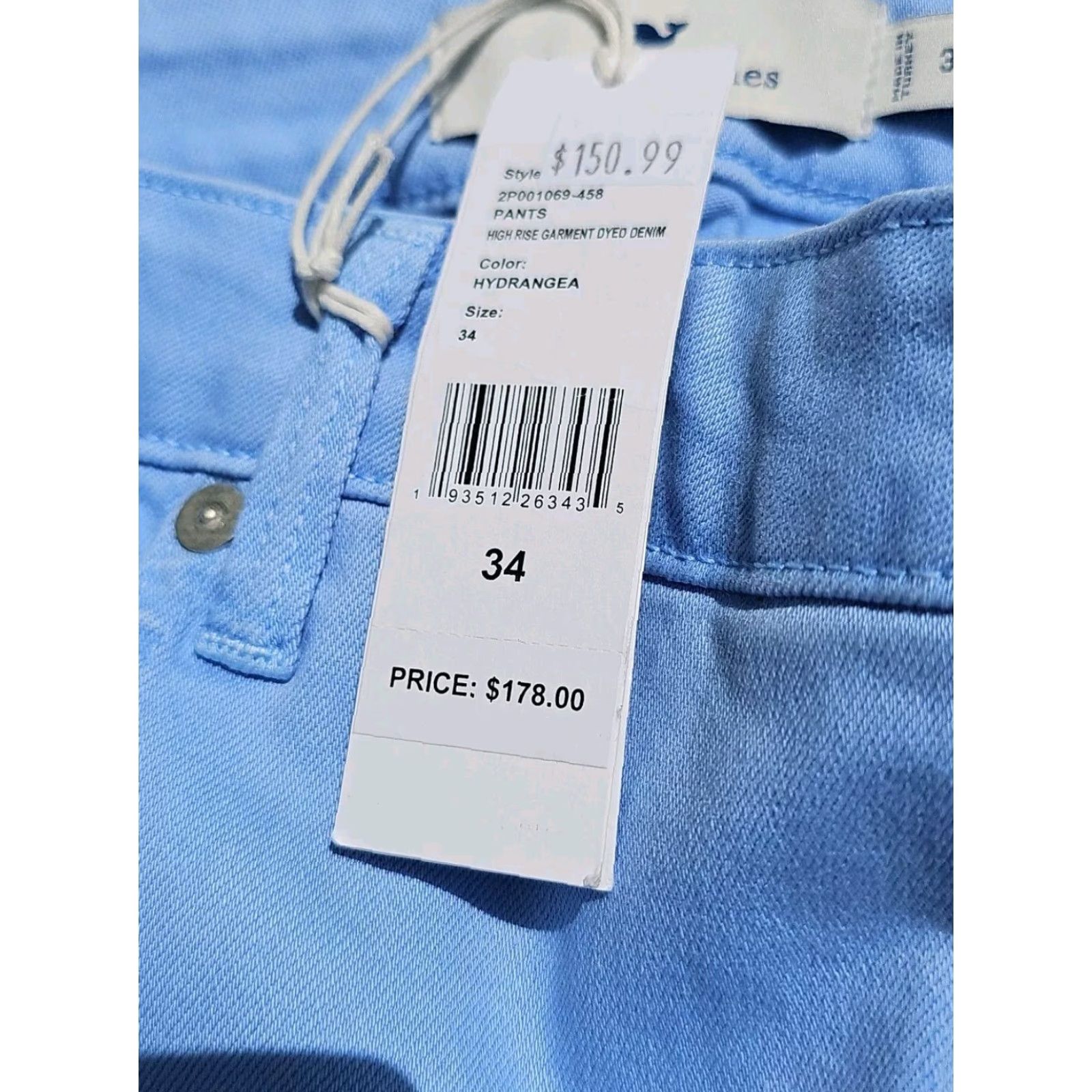Vineyard Vines VINEYARD VINES Jeans MEN'S High rise Skinny Blue 34 Regular Cotton Blend Denim Inseam 29 Dark Wash Modern Vintage: No Cap 37x29 Clean Size US 37 - 3 Thumbnail