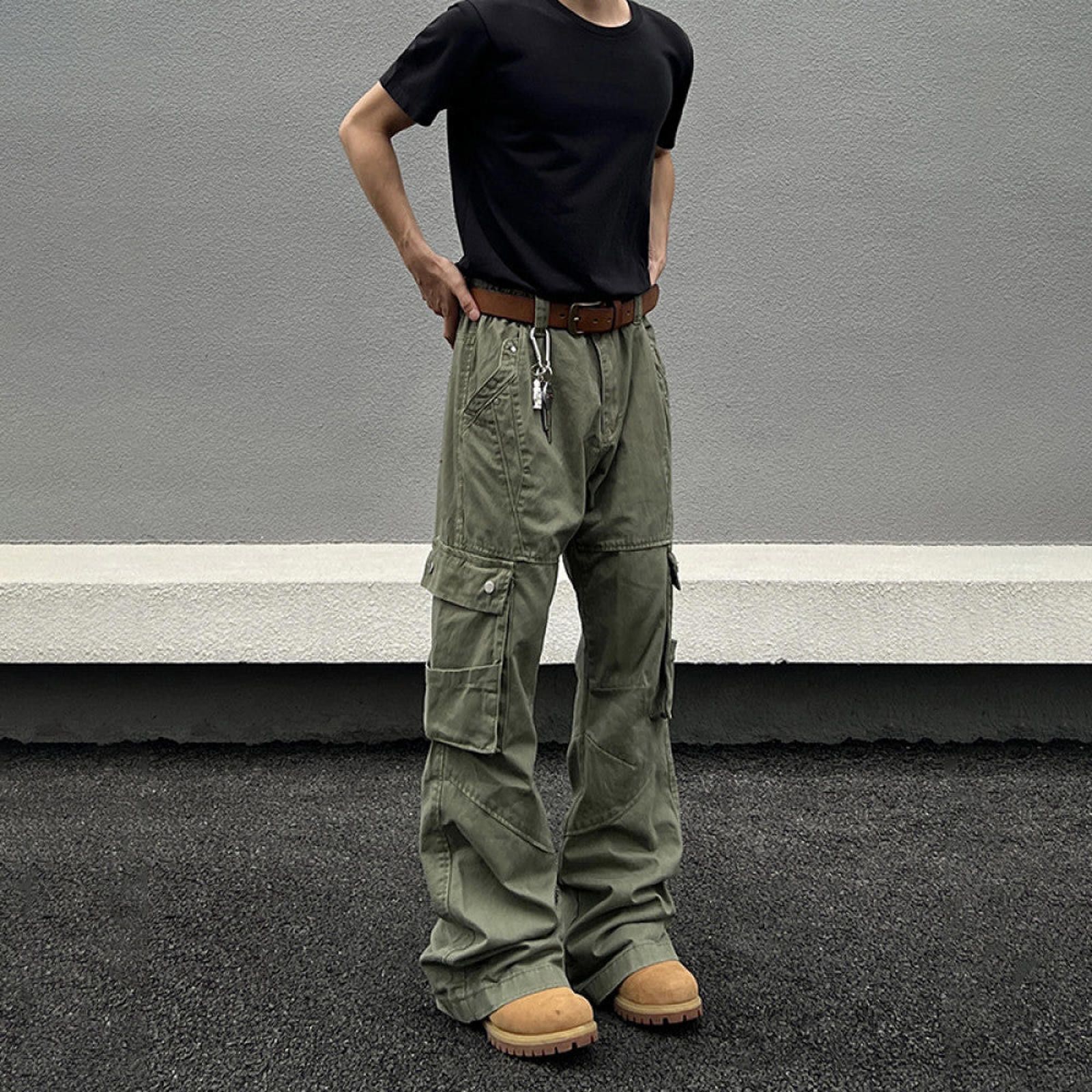 Japanese Brand Olive Cargo Stacked Flared Pants, Wide Leg Pants Size US 30 / EU 46 - 1 Thumbnail