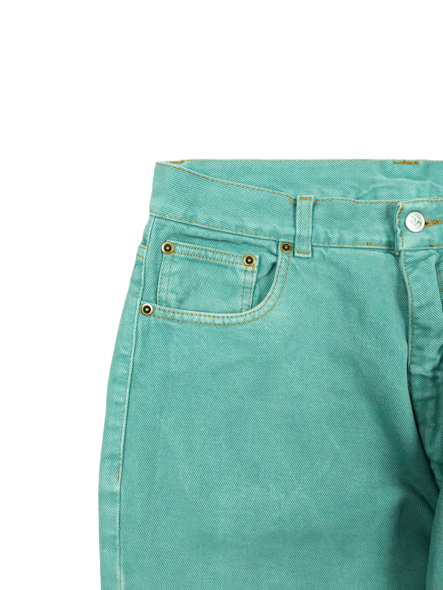 Japanese Brand × Vintage 💎 Size 33/30 Loose Straight Green Blue Denim Jeans Y2K Size US 33 - 3 Thumbnail