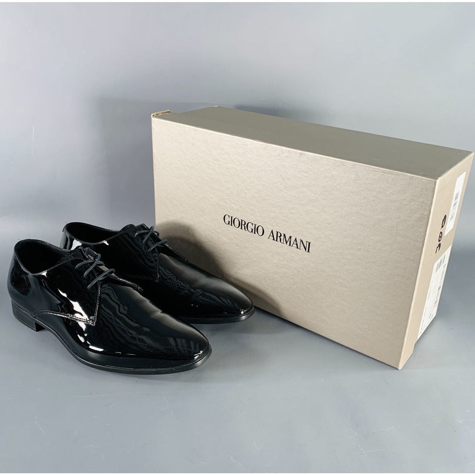 Giorgio Armani Size 6 Black Patent Leather Derby Lace-Up Shoes Size US 6 / EU 39 - 9 Thumbnail