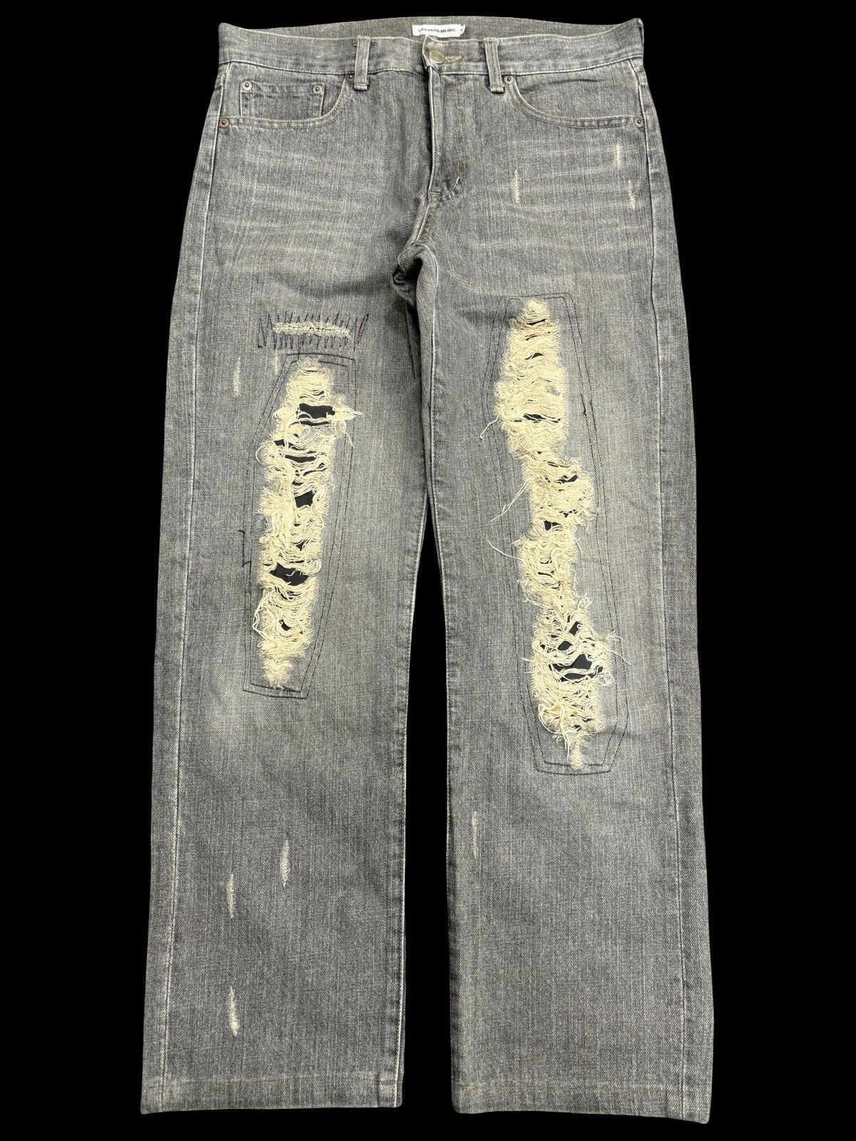 Designer 💥Insane 90s Jean💥LIFE PLUS MUSIC Japan Distressed Denim F550 Size US 31 - 1 Thumbnail