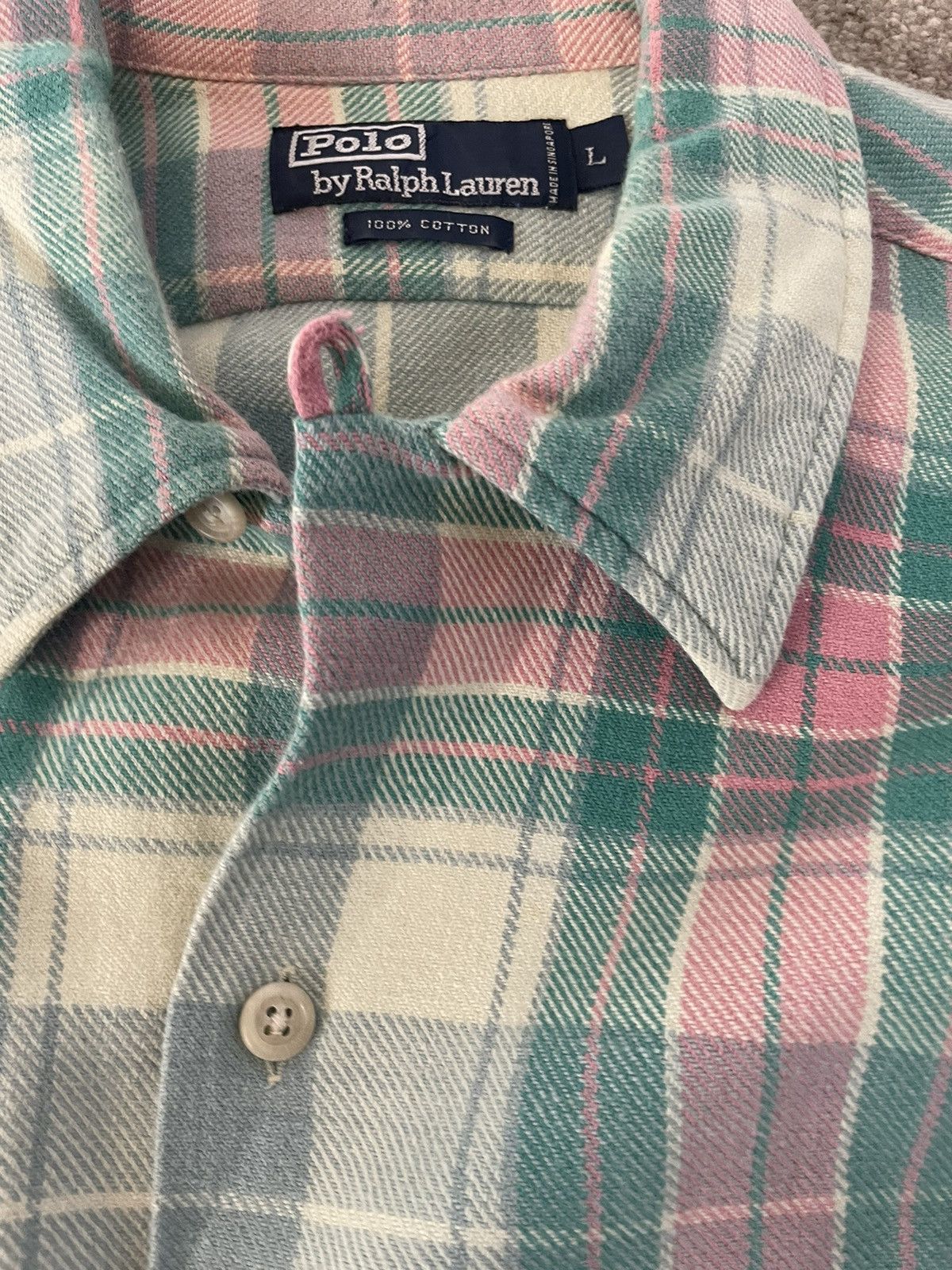 Polo Ralph Lauren × Vintage Vintage Plaid Flannel Chores Shirt Size US L / EU 52-54 / 3 - 3 Thumbnail