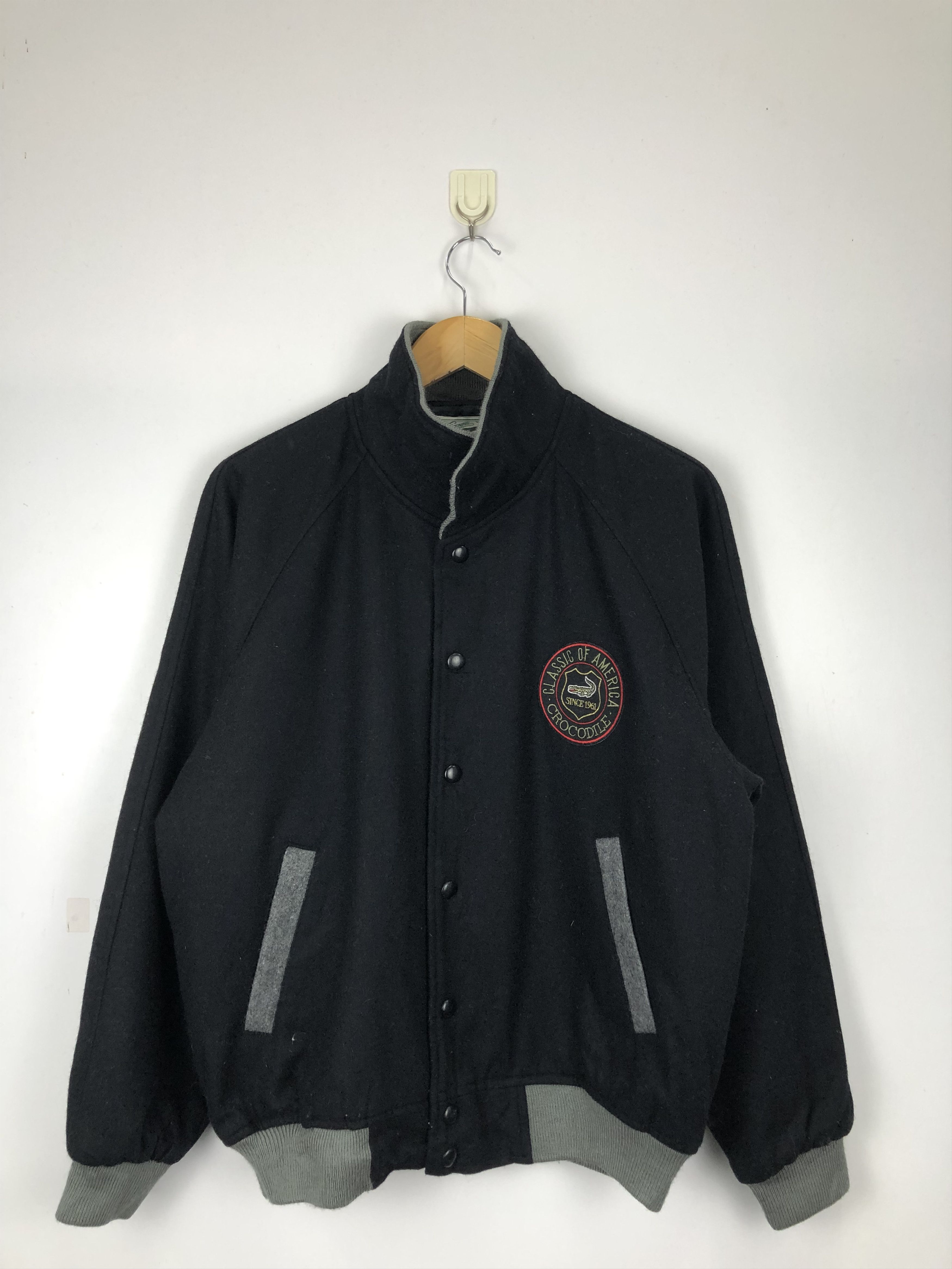 Vintage Vintage 90s Crocodile Wool Varsity Jacket V0409 Size US L / EU 52-54 / 3 - 1 Thumbnail