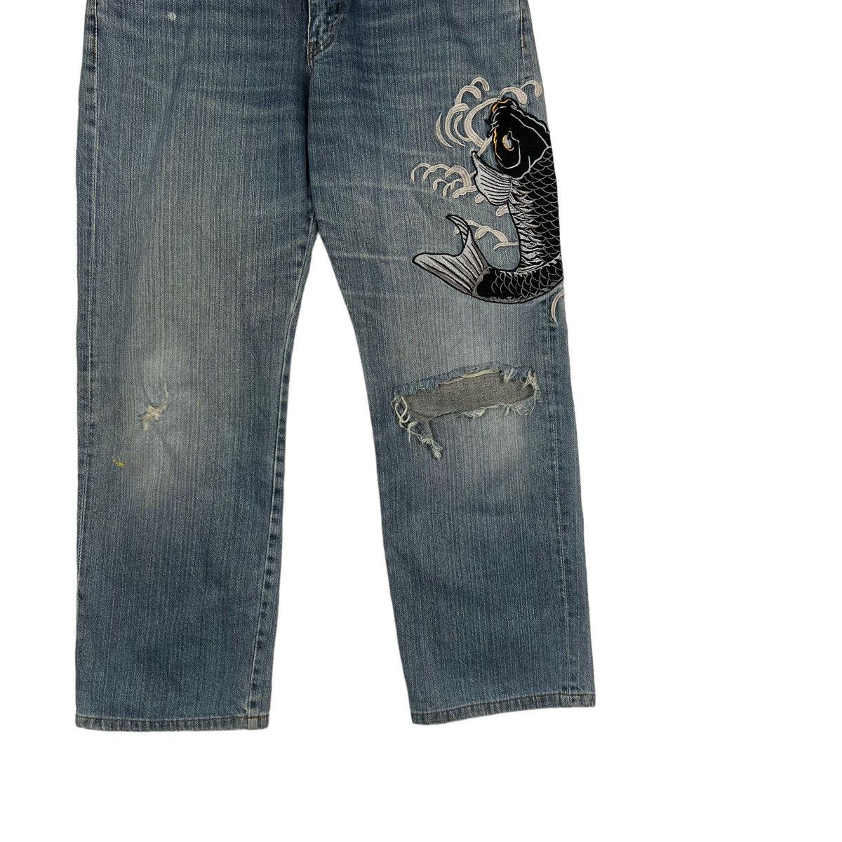 Japanese Brand 🔥 MEMORY SPECIAL KARA KURI KURI KUITTTT MAKEBA DENIM JEANS Size US 34 / EU 50 - 7 Thumbnail