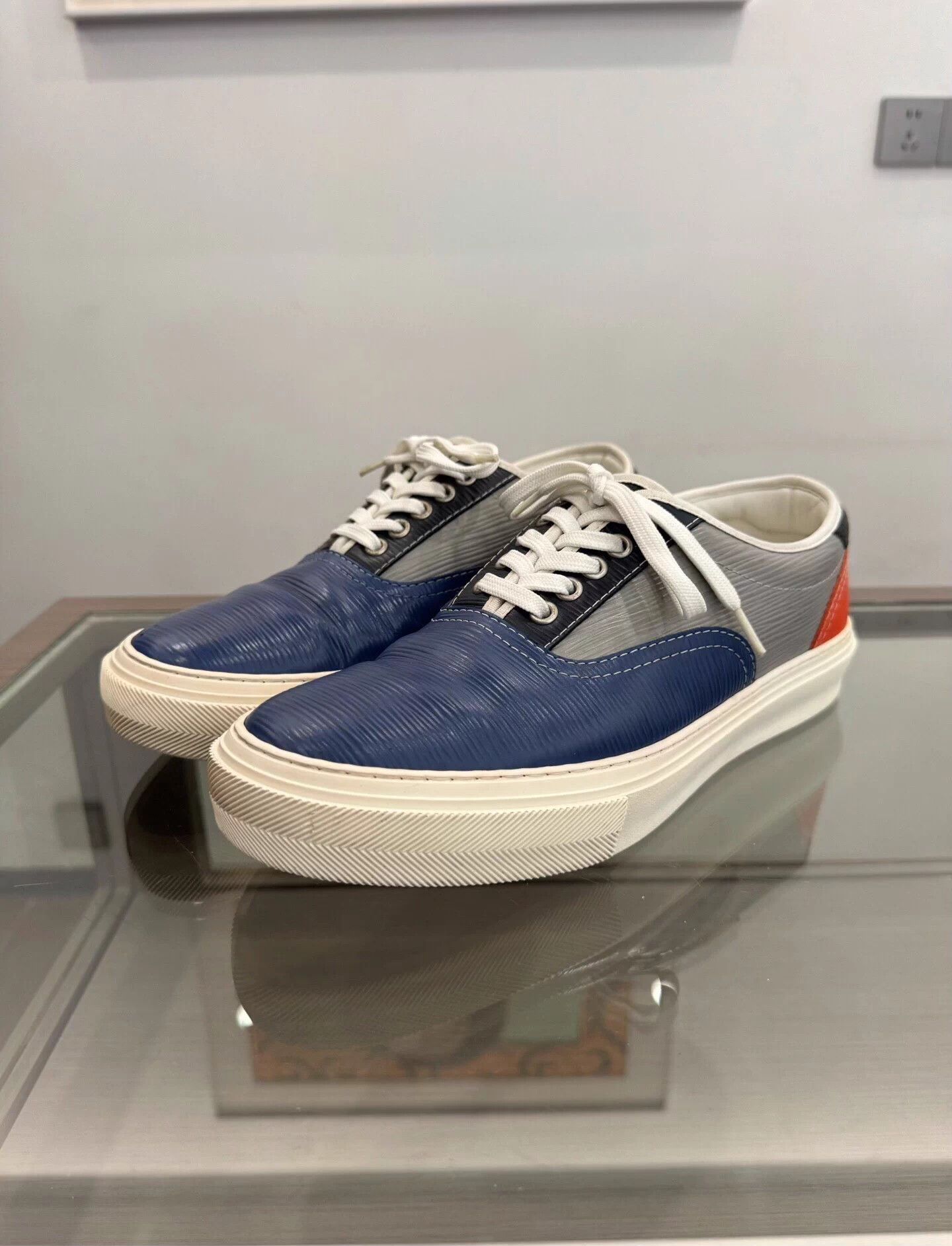 Louis Vuitton LV Blue Gray Orange 99 Colorblock Monogram Back Sneaker 40 Size US 7 / EU 40 - 1 Thumbnail
