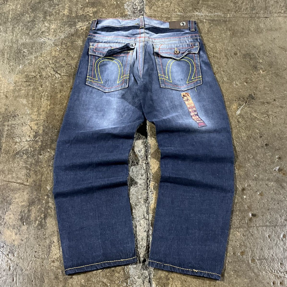 Image of Crazy Vintage Y2K Baggy Jeans Jnco Wide Leg Skater Unique in Blue, Men's (Size 36)