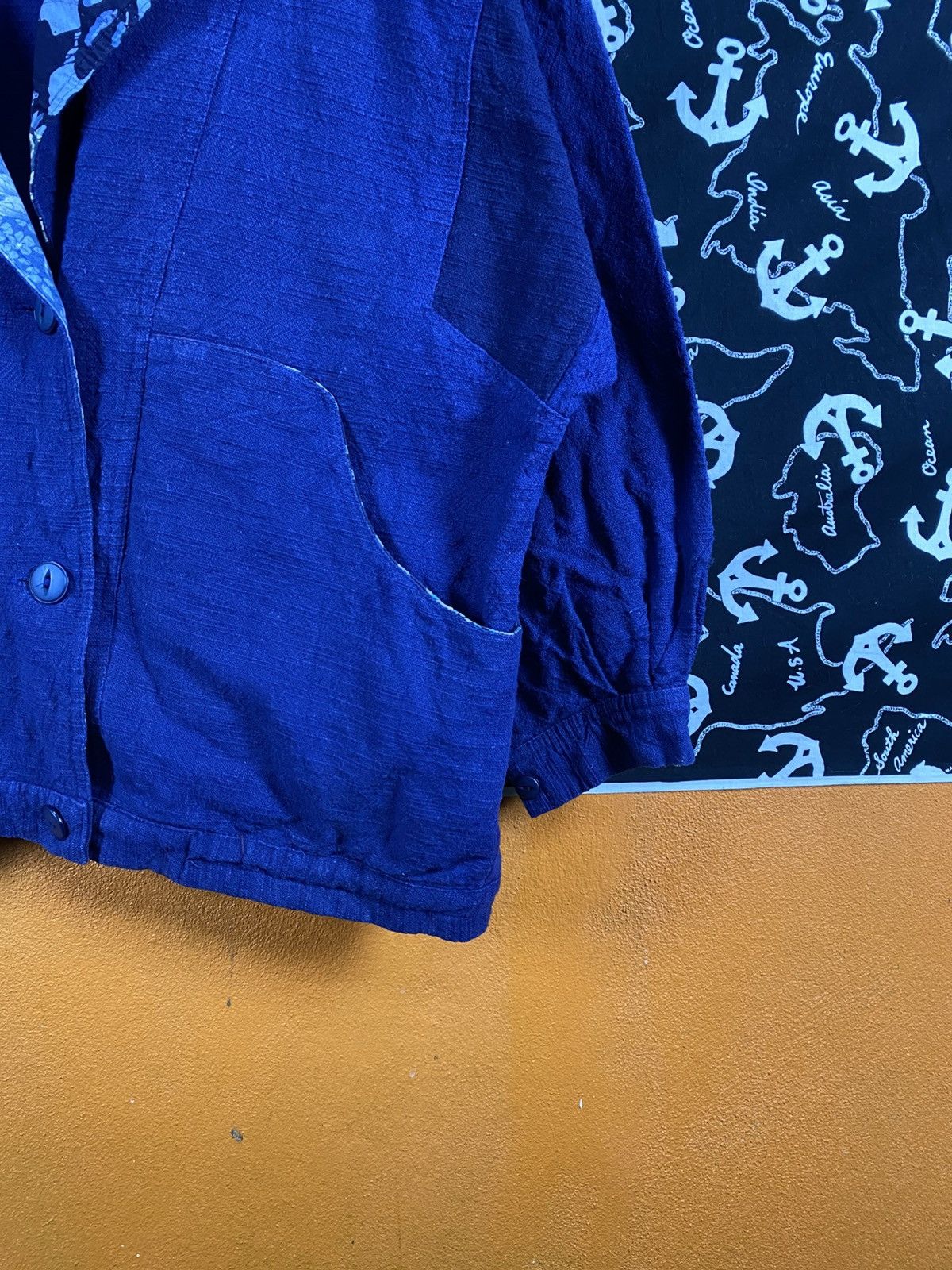 Japanese Brand Vintage Japanese Linen Blend Patchwork Collar Blue Jacket Size L / US 10 / IT 46 - 8 Thumbnail