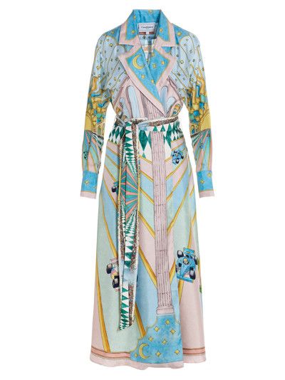 o1mle0524 Printed Silk Twill Robe in Multicolor
