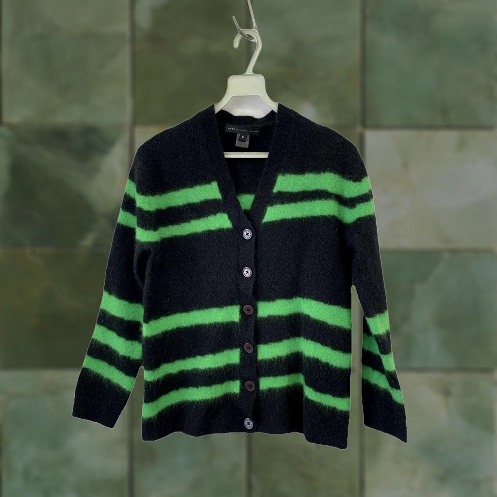 Marc by Marc Jacobs Marc by Marc Jacobs Cardigan Sweater Striped Black Fuzzy Knit Size M Womens Logo Pattern Vintage? Size M / US 6-8 / IT 42-44 - 1 Thumbnail