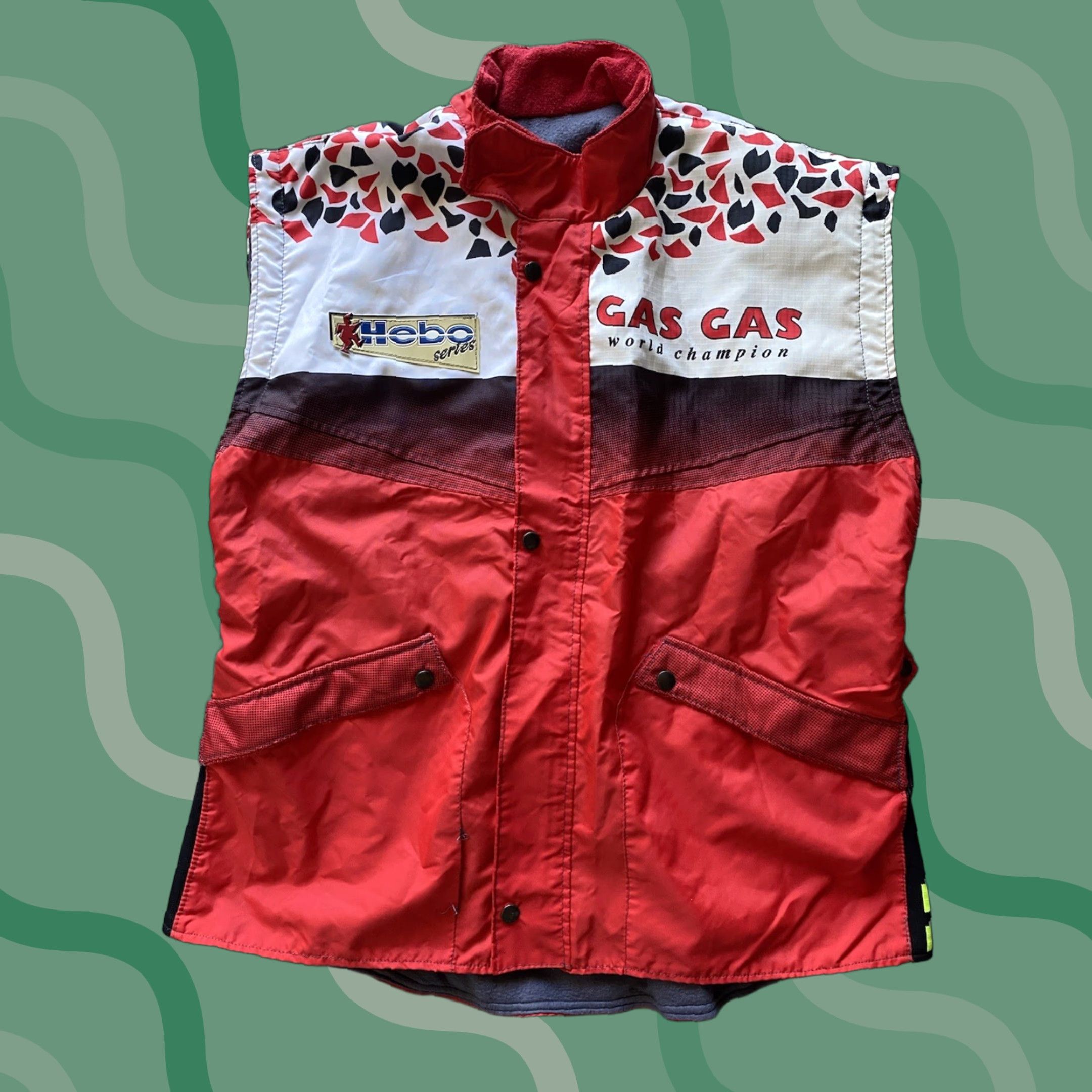 Vintage VINTAGE Hebo Mens XL GasGas Hebo Line Series Red Motorcycle Zip Off Jacket No Sleeves Size US XL / EU 56 / 4 - 1 Thumbnail
