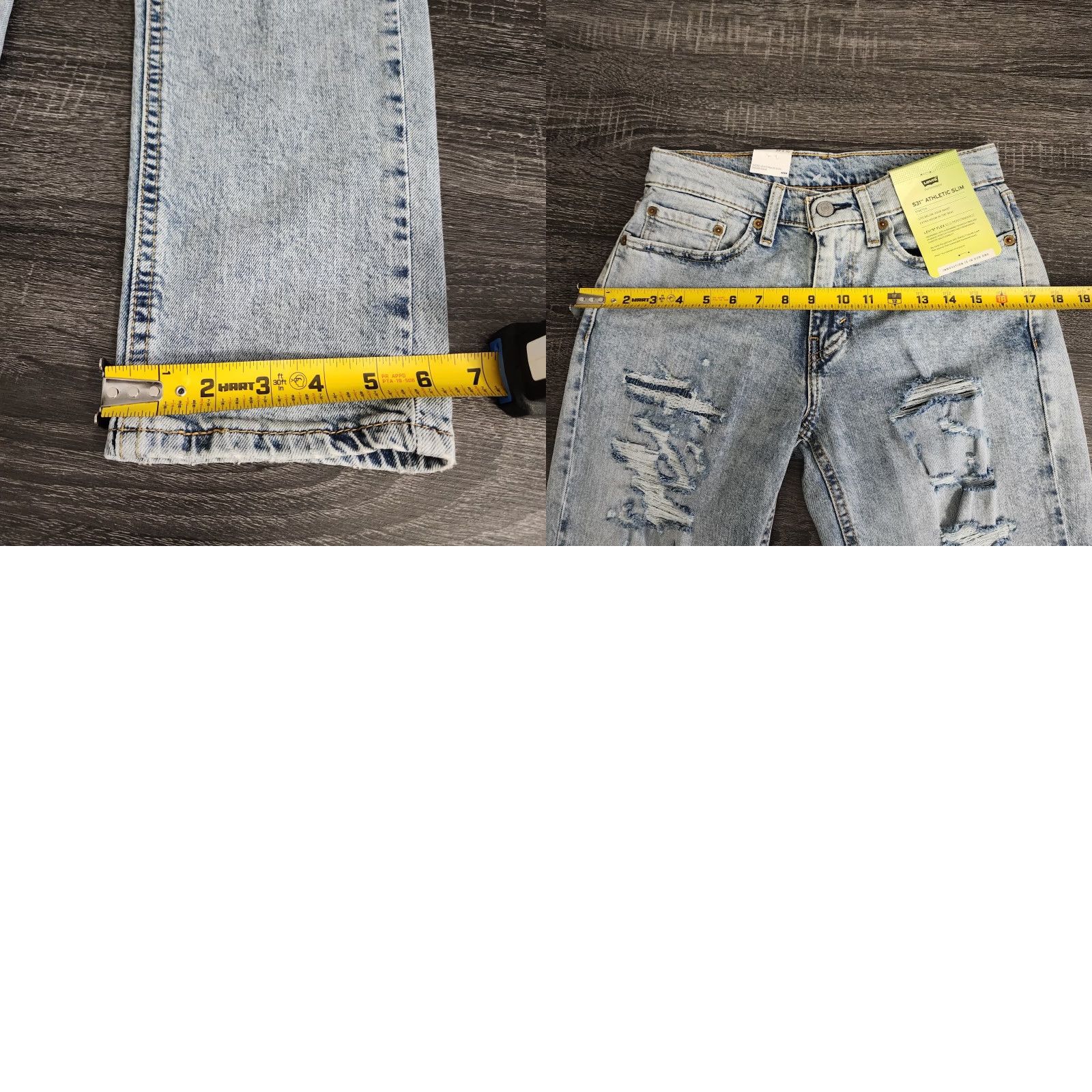 Levi's Levi's 531 Athletic Slim Fit Stretch Jeans 29x32 Blue Light Wash Distressed Denim Mens Jeans Slim Straight 5-Pocket Logo USA Size US 29 - 9 Thumbnail