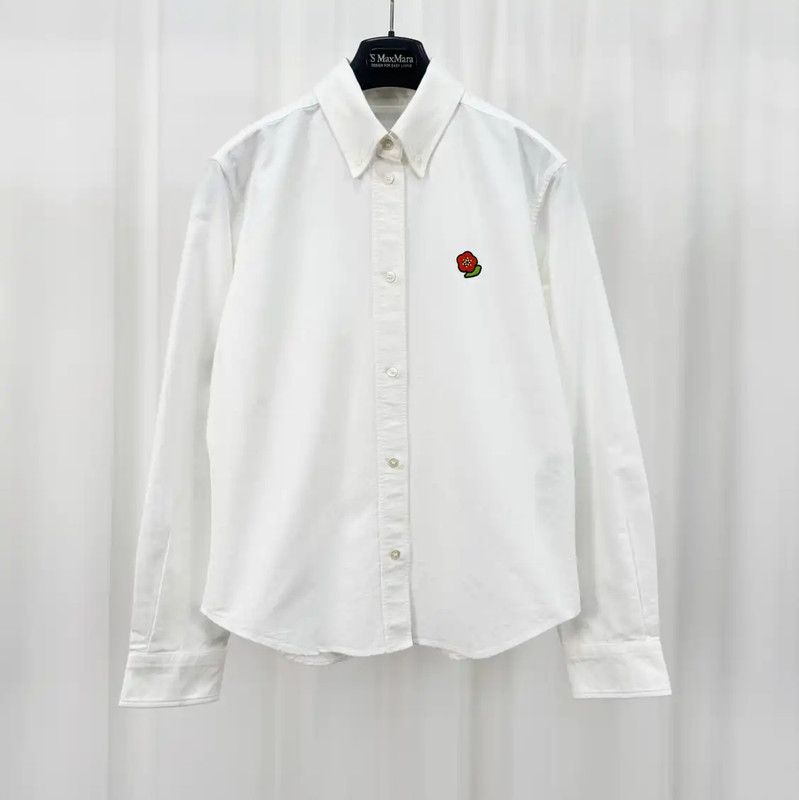 Kenzo KENZO White Long Sleeve Cotton Shirt with Logo 0089 Size S / US 4 / IT 40 - 1 Thumbnail