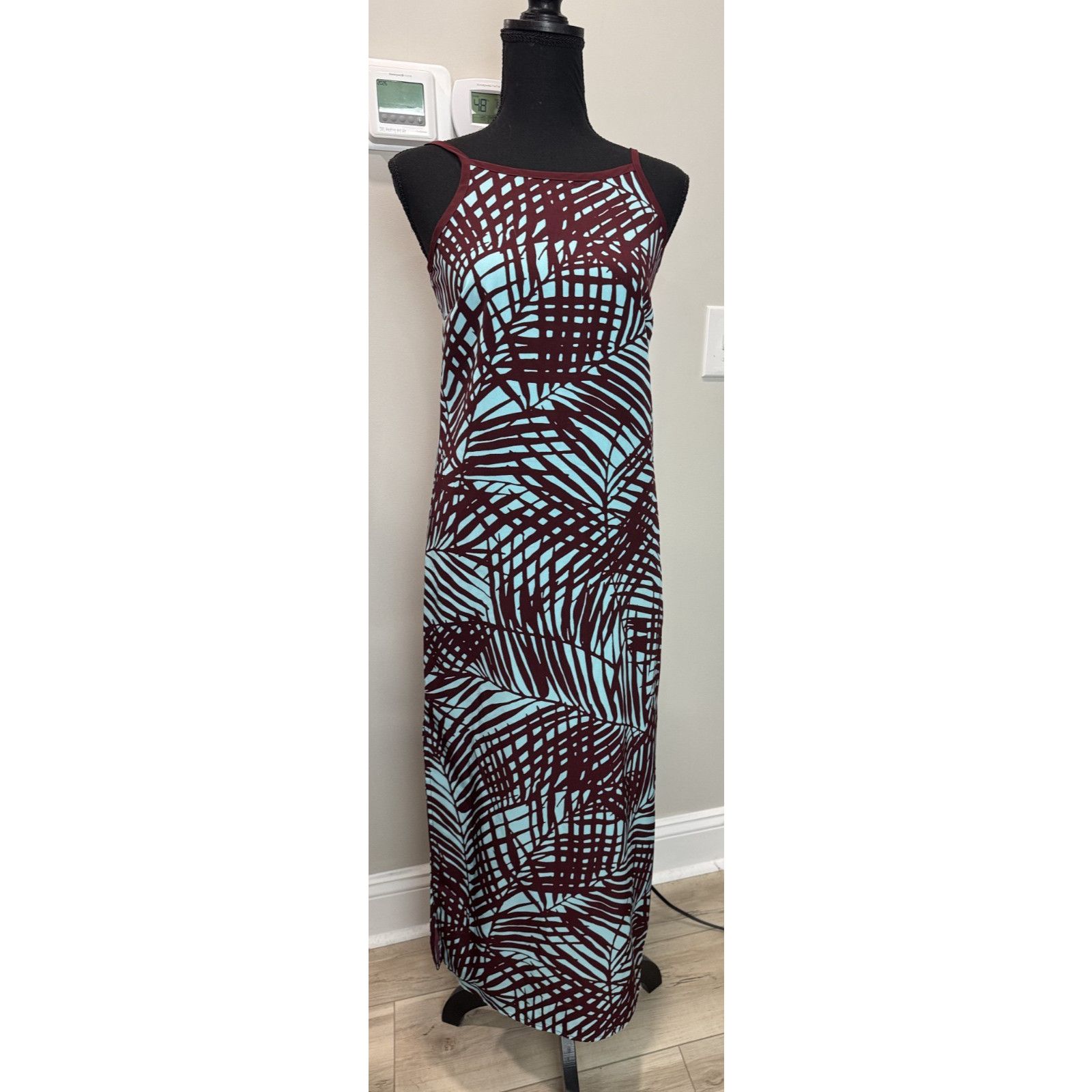 Other Limited Tropical Resort Wear Maxi Dress Brown Blue Palm XS Size XS / US 0-2 / IT 36-38 - 1 Thumbnail