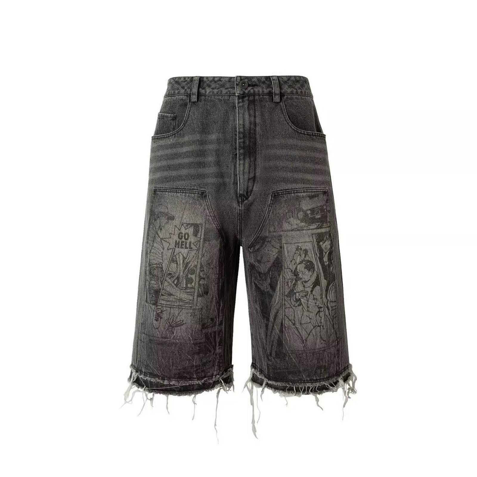 Jean Unique Anime Graphic Denim Shorts Size US 32 / EU 48 - 1 Thumbnail