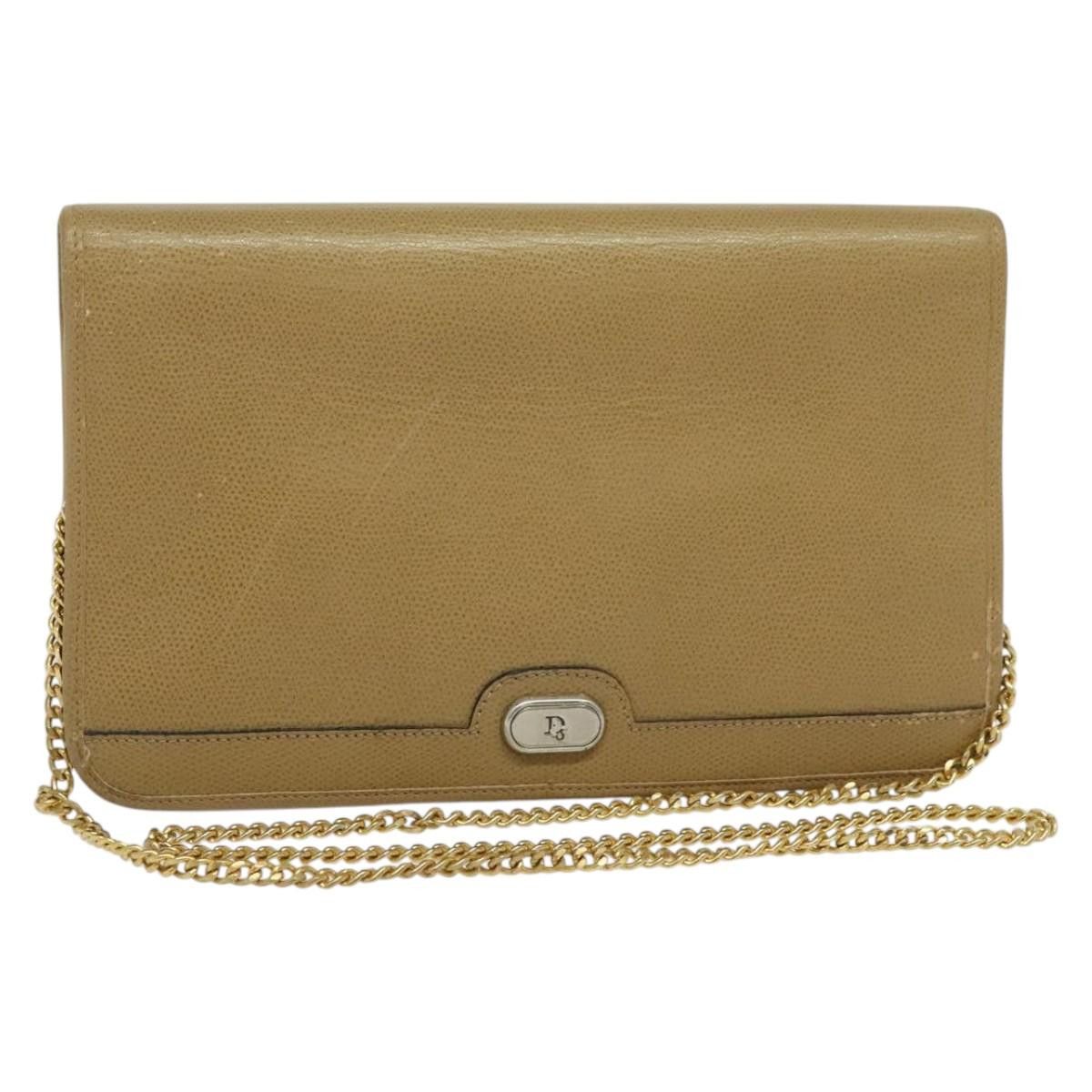 Dior DIOR Chain Shoulder Bag Leather Beige Gold Size ONE SIZE - 1 Thumbnail