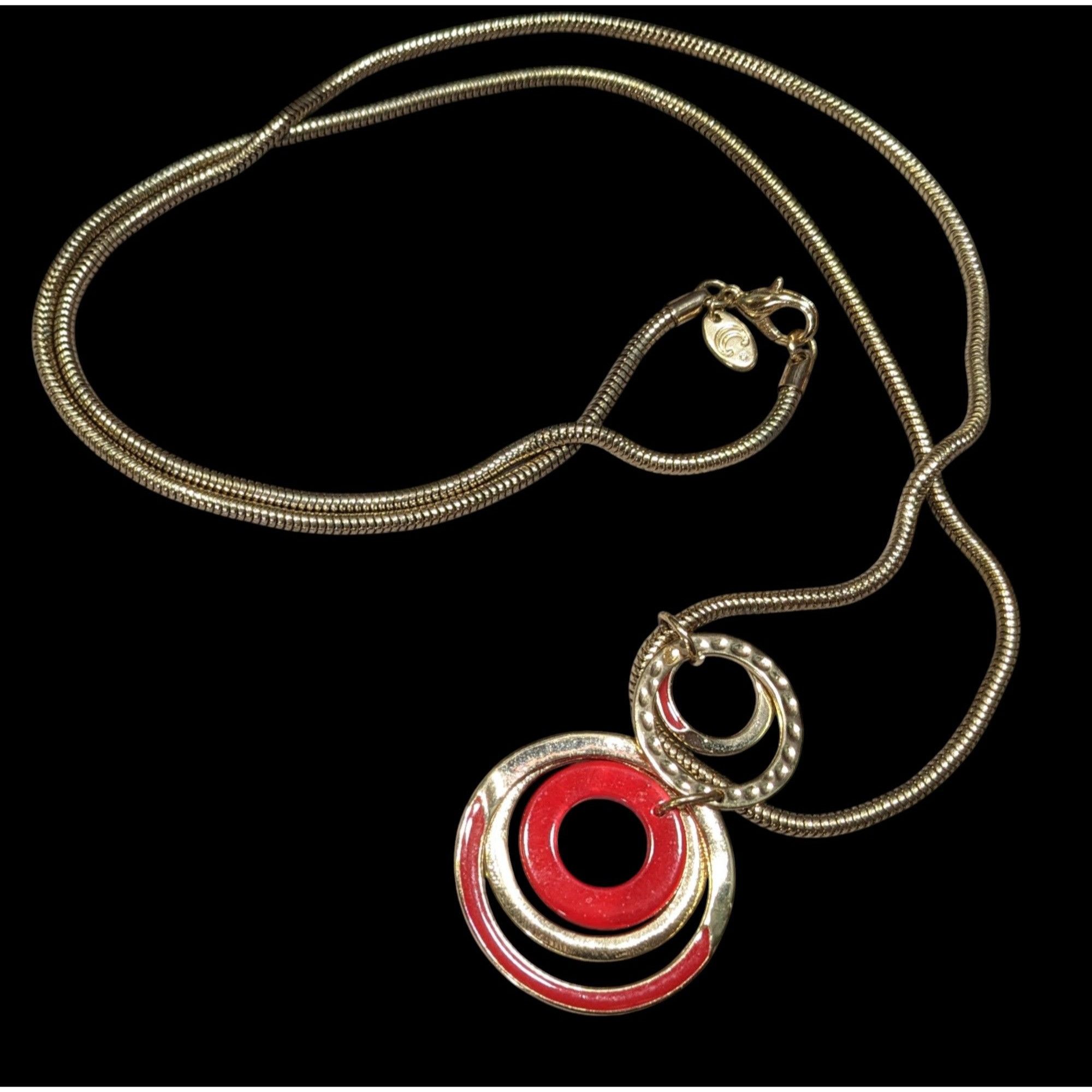Other Charming Charlie Retro Geometric Red And Gold Tone Pendant N Size ONE SIZE - 1 Thumbnail