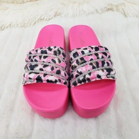 Other Bali Pink Leopard Platform Beach Sandals Slippers Bling (Siz Size US 7.5 / IT 37.5 - 5 Thumbnail