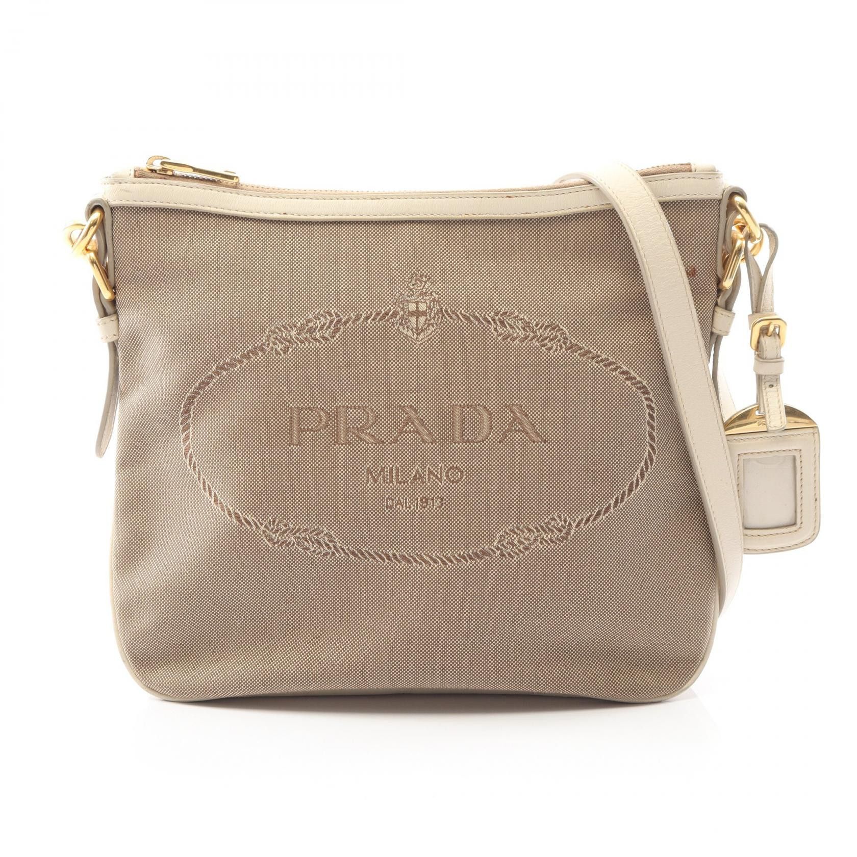 Prada Prada Prada LOGO JACQUARD Canvas Leather Shoulder Bag Textile Shoulder Bag DUTY FREE for USA Size ONE SIZE - 1 Thumbnail